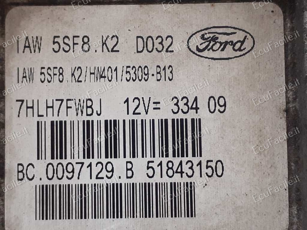 ECU Ford Ka 1.2 IAW 5SF8.K2 HW401 51843150