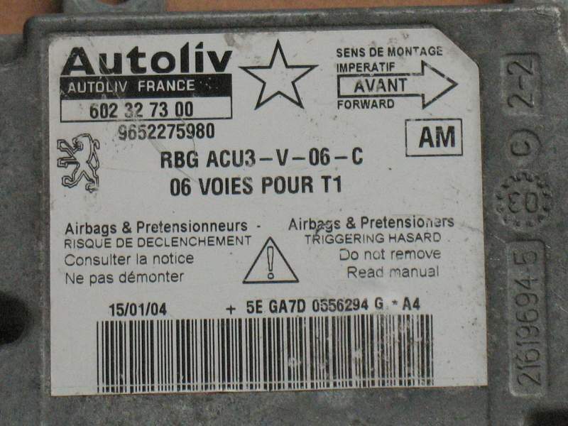 PEUGEOT 206 Airbag ECU Autoliv 602327300 9652275980