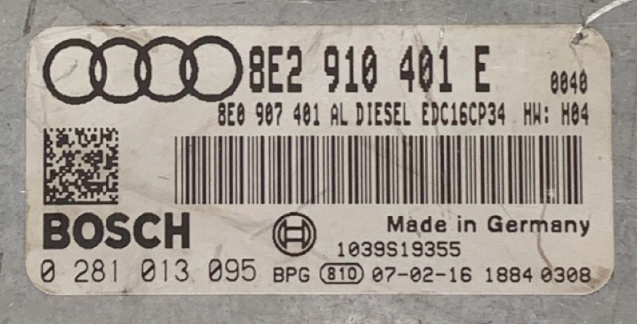 ECU Audi A6 2.7TDI BOSCH 0281013095 EDC 16CP34-4.6 8E2910401E