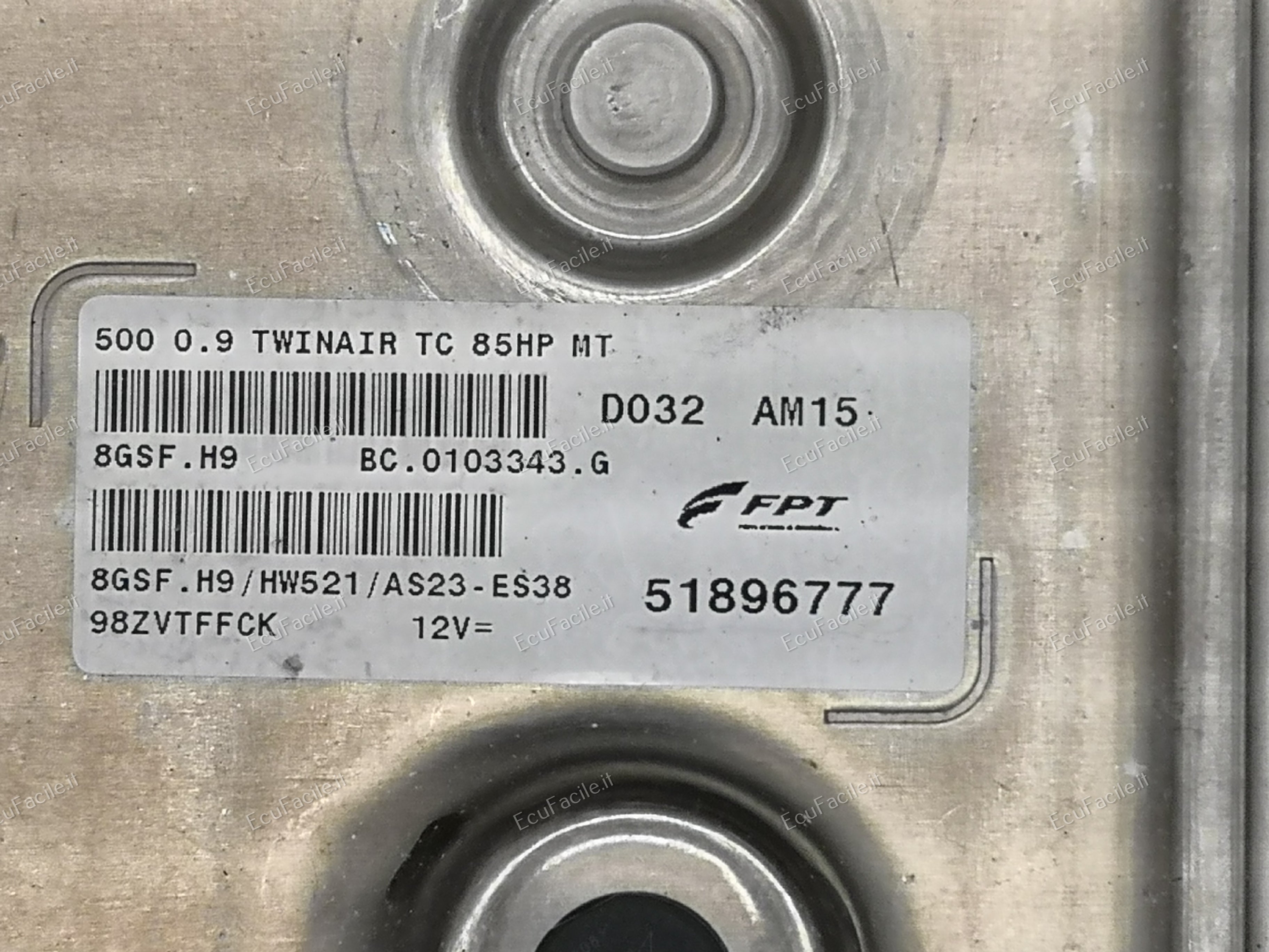 ECU FIAT 500 0,9 TWINAIR T FPT 51875973 51896777 8GSF 8GSF.H9 HW521 85HP
