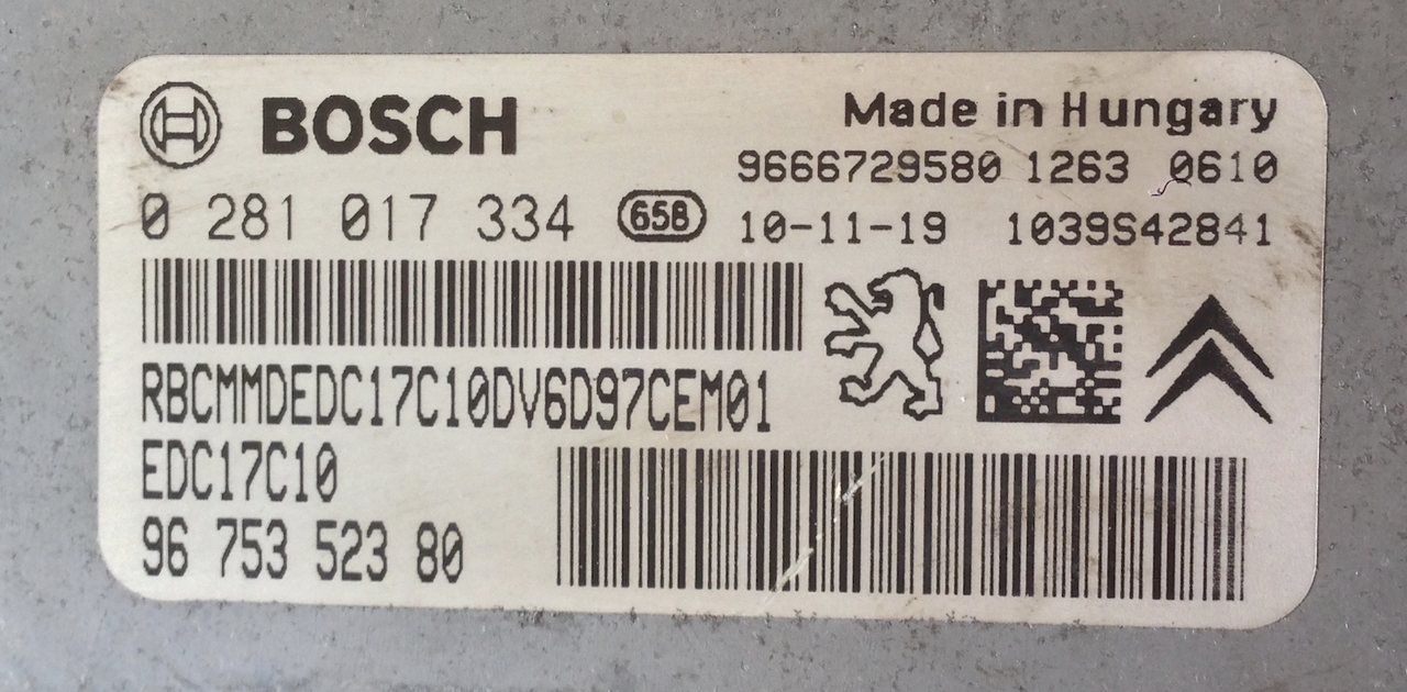 ECU CITROEN BERLINGO PARTNER 1.6 0281017334 9675352380 EDC17C10.