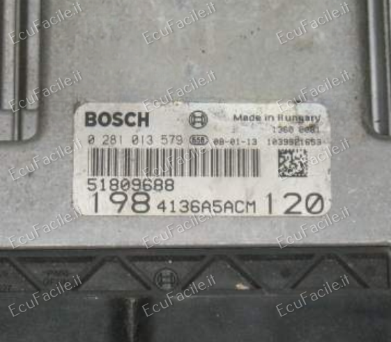 Centralina ECU Motore Fiat Bravo 1.9 JTD 130HP 2007 | BOSCH EDC16C39-5.W2 | 0281013579 | 51809688