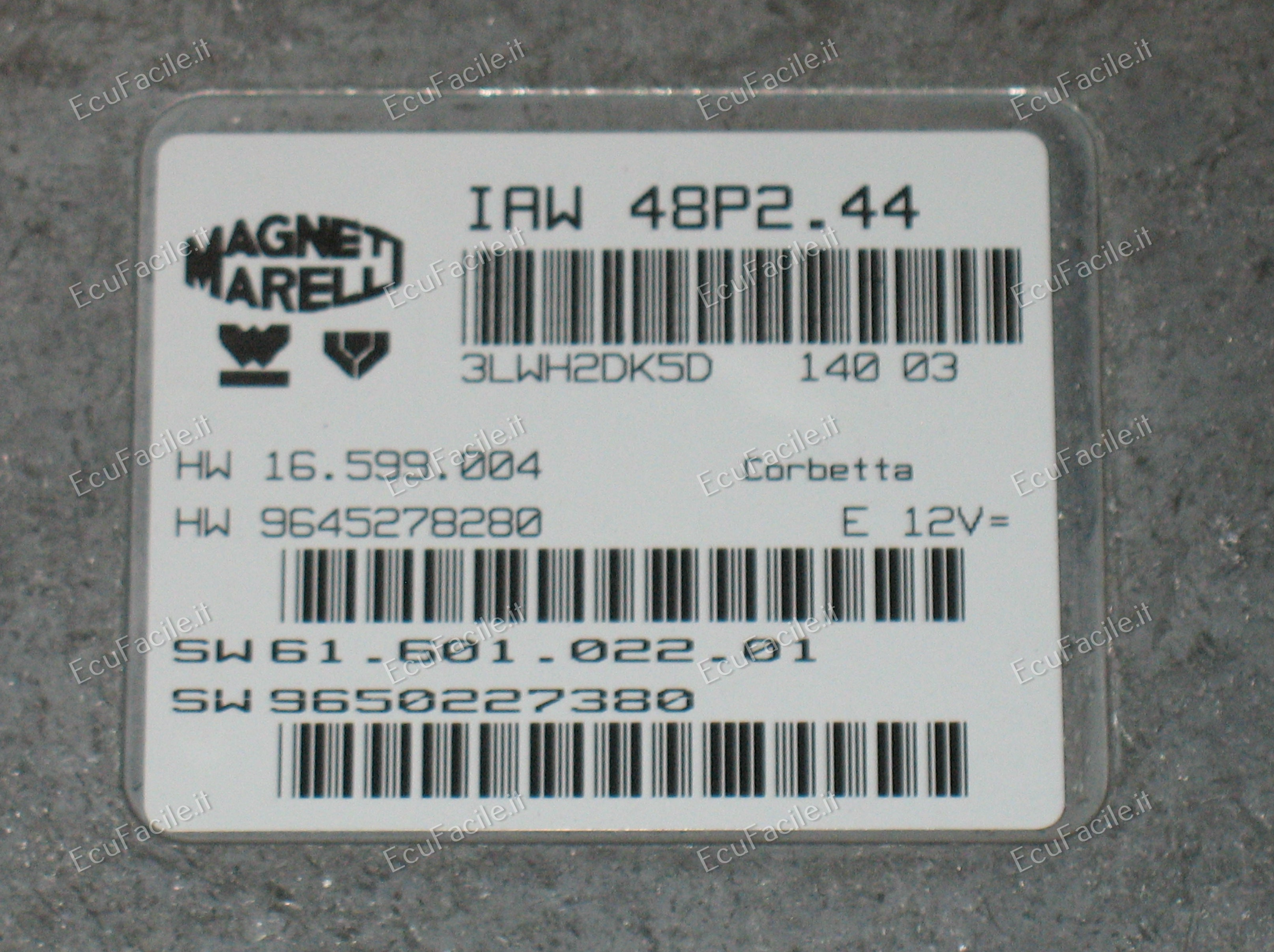ECU CENTRALINA MOTORE DUCATO JUMPER BOXER IAW 48P2.44 IAW48P2.44 48P2.44. HW 16.599.004 HW16599004 HW 9645278280