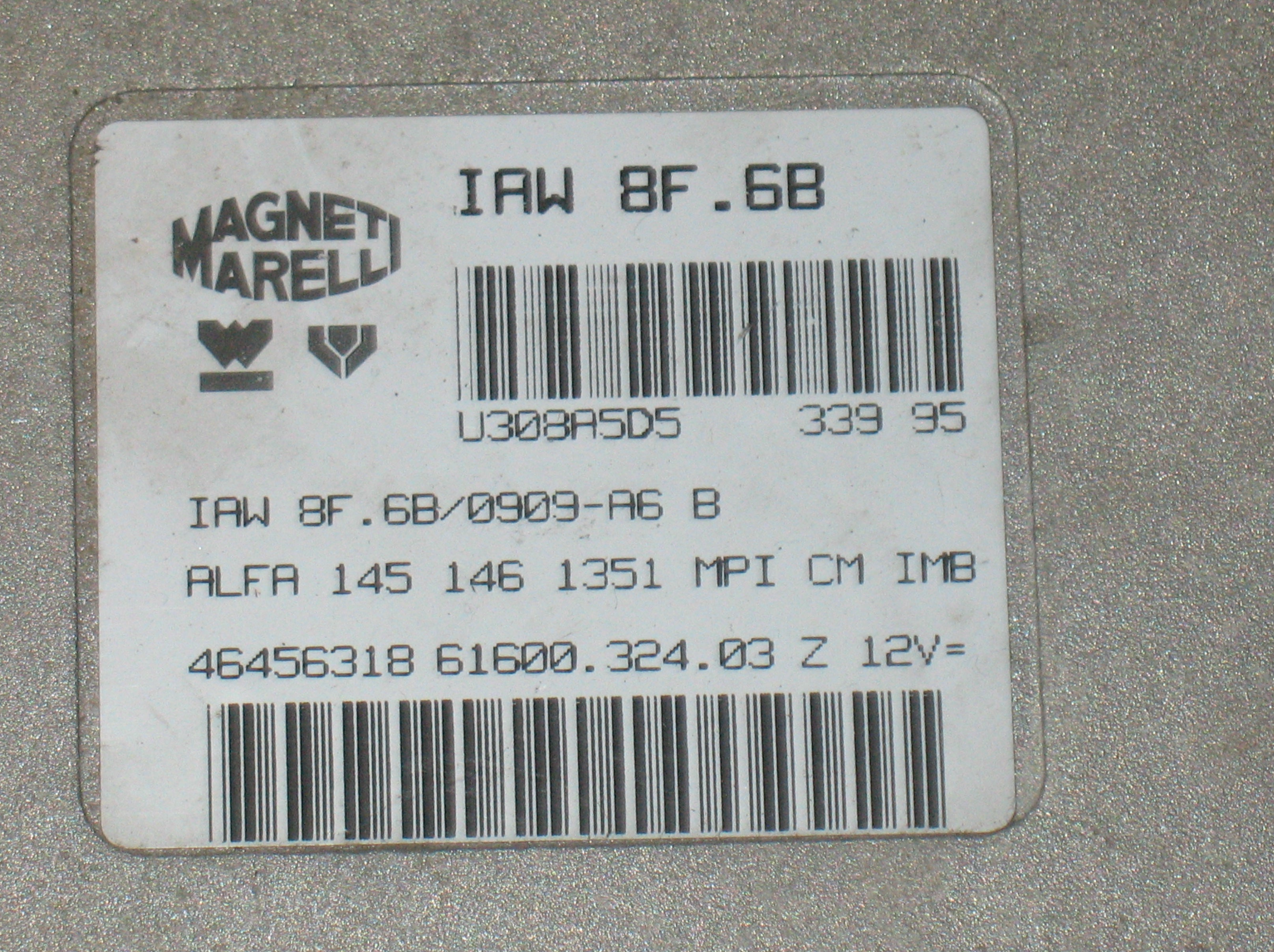 Ecu centralina motore MAGNETI MARELLI IAW 8F.6B 61600.312.02 ALFA ROMEO 145 146 1.3i 46439053