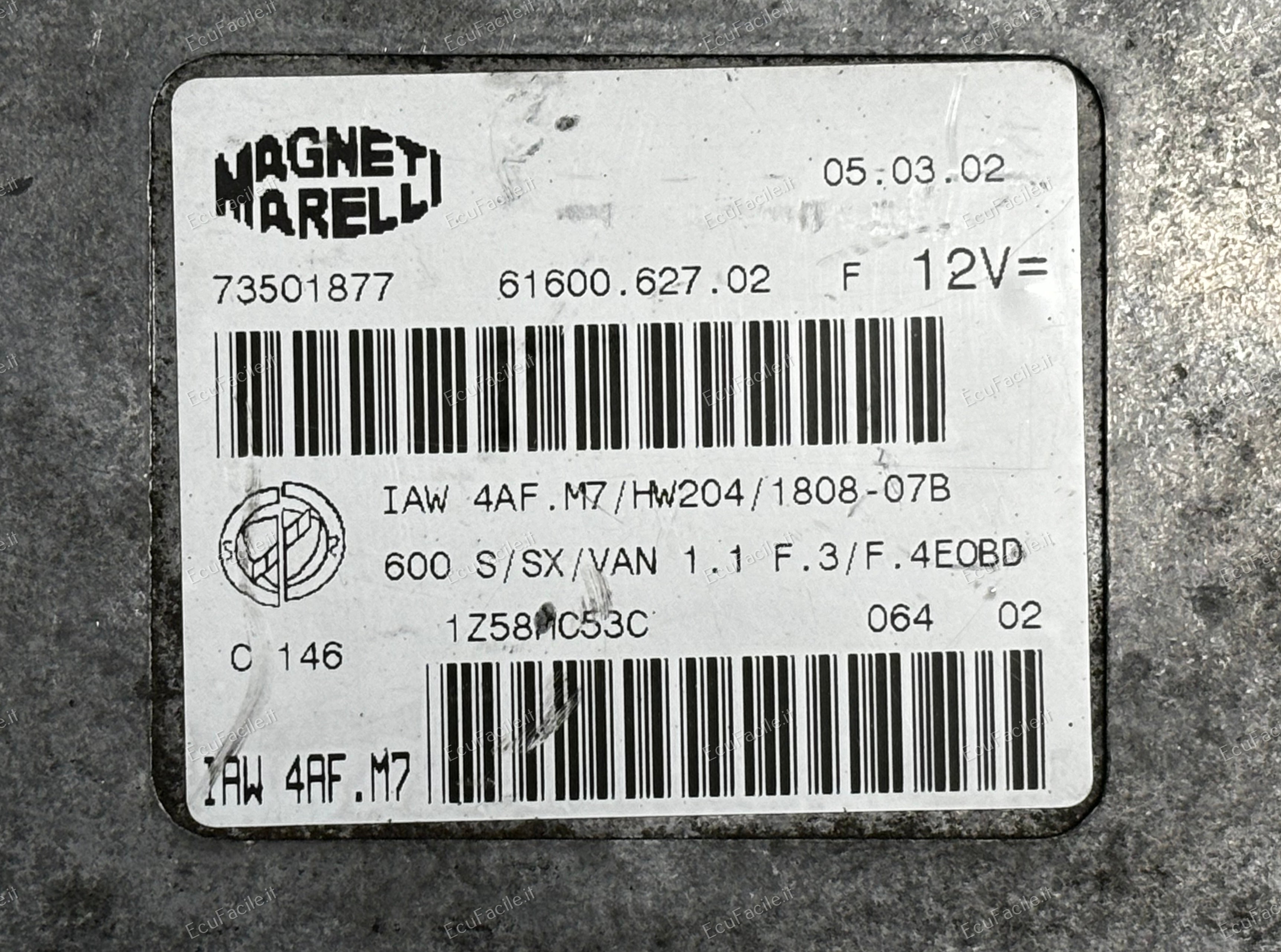 ECU FIAT 600 MPI IAW4AFM7 IAW 4AFM7 73501877 6160062702