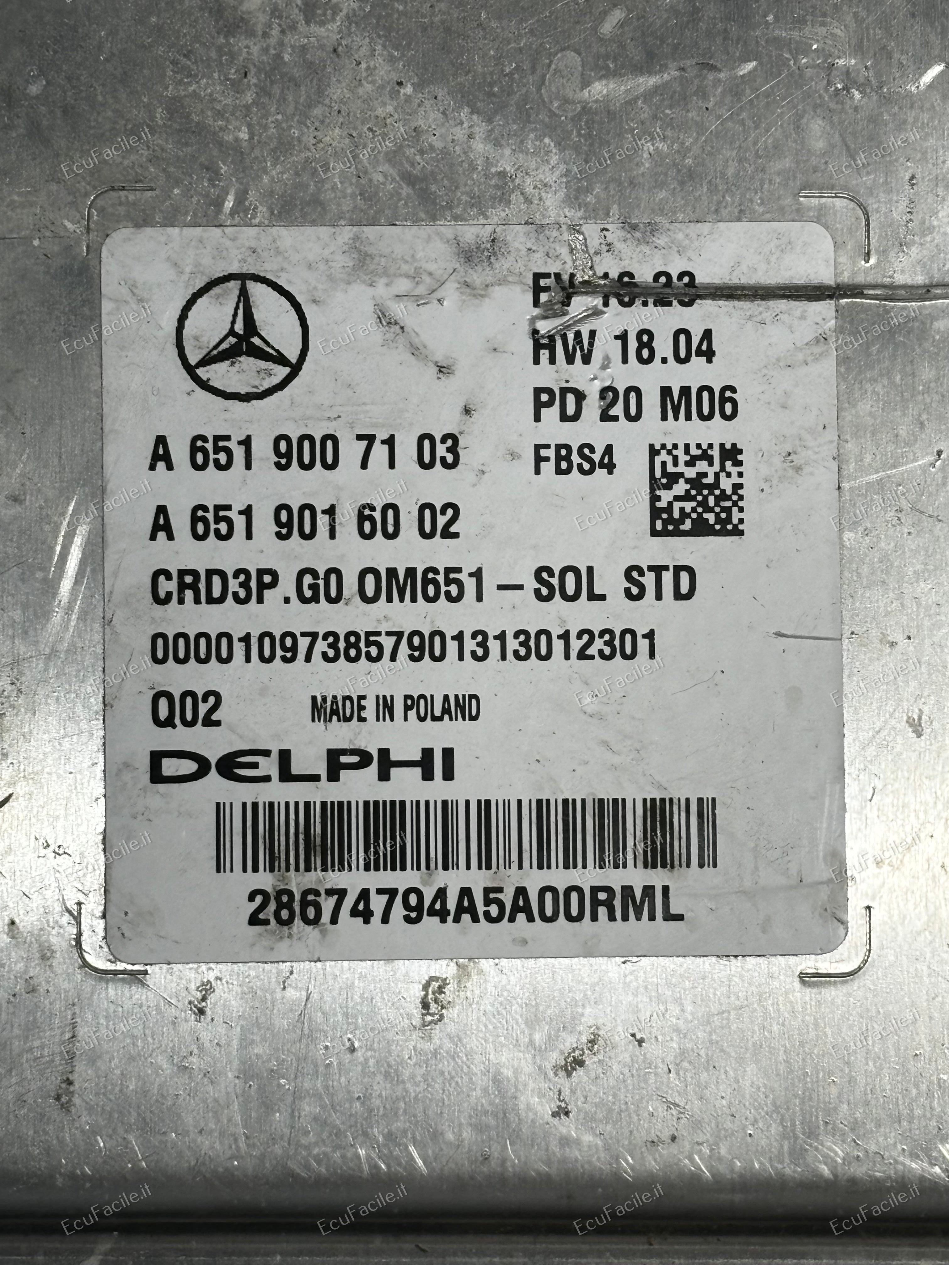 ECU A6519007103 SPRINTER MERCEDES 2.1L Diesel 18-28