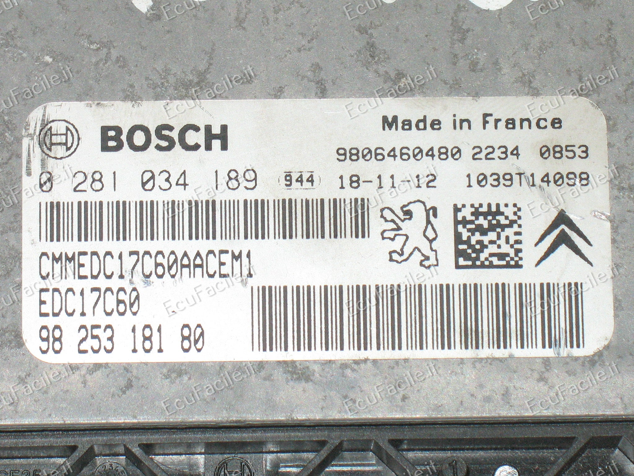 Ecu peugeot partner berlingo 0281034189 9825318180 edc17c60