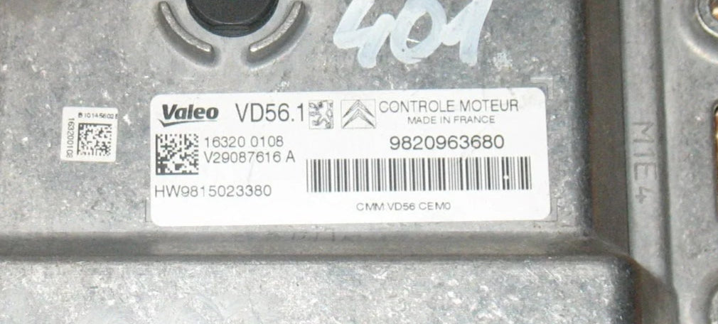 ECU CENTRALINA MOTORE PEUGEOT 308 II 9820963680 VD56.1 HW9815023380 valeo