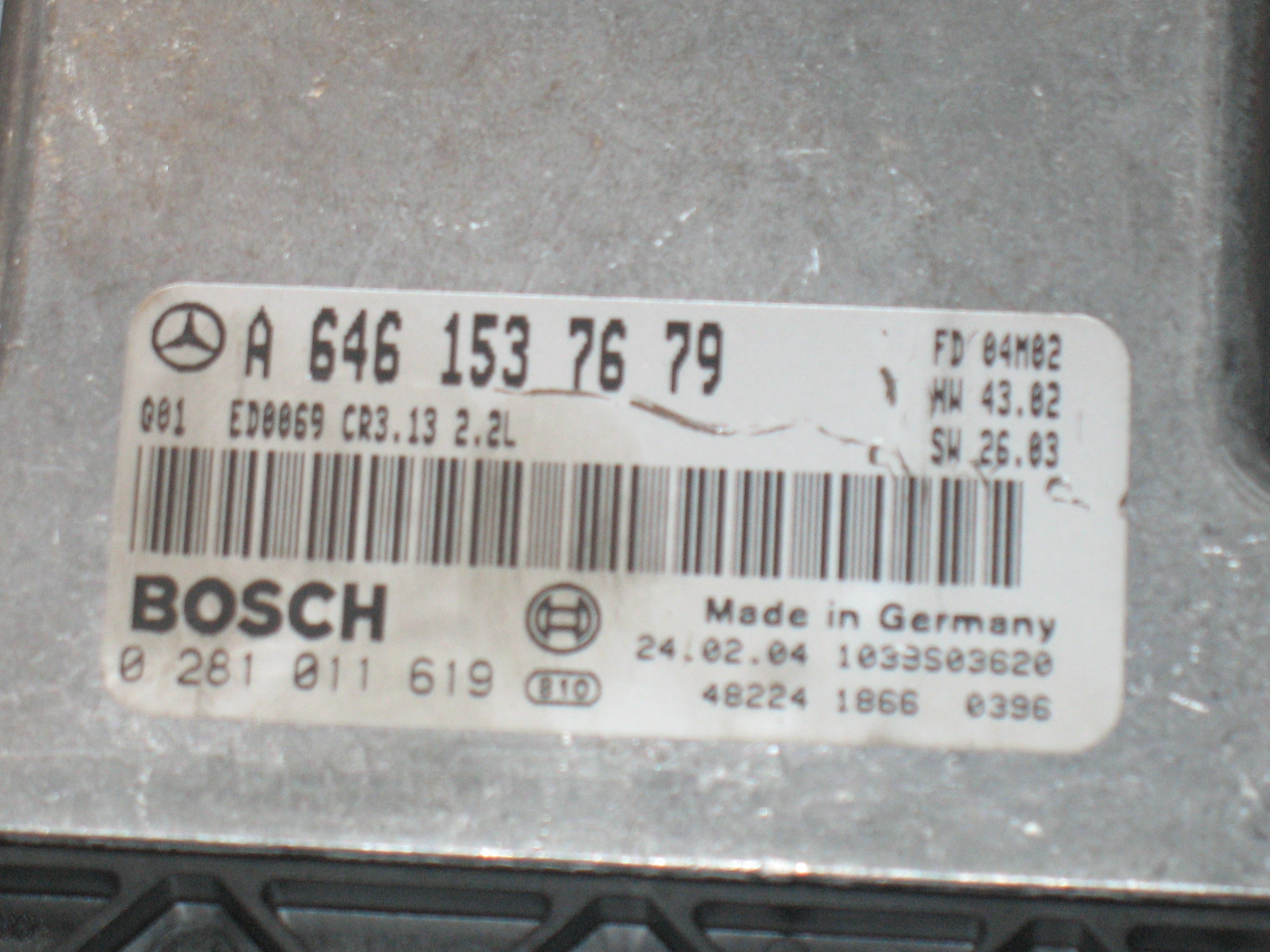 Ecu MERCEDES SPORTCOUPE 2.2 CDI A6461537679 0281011619 EDC 16C2-7.13