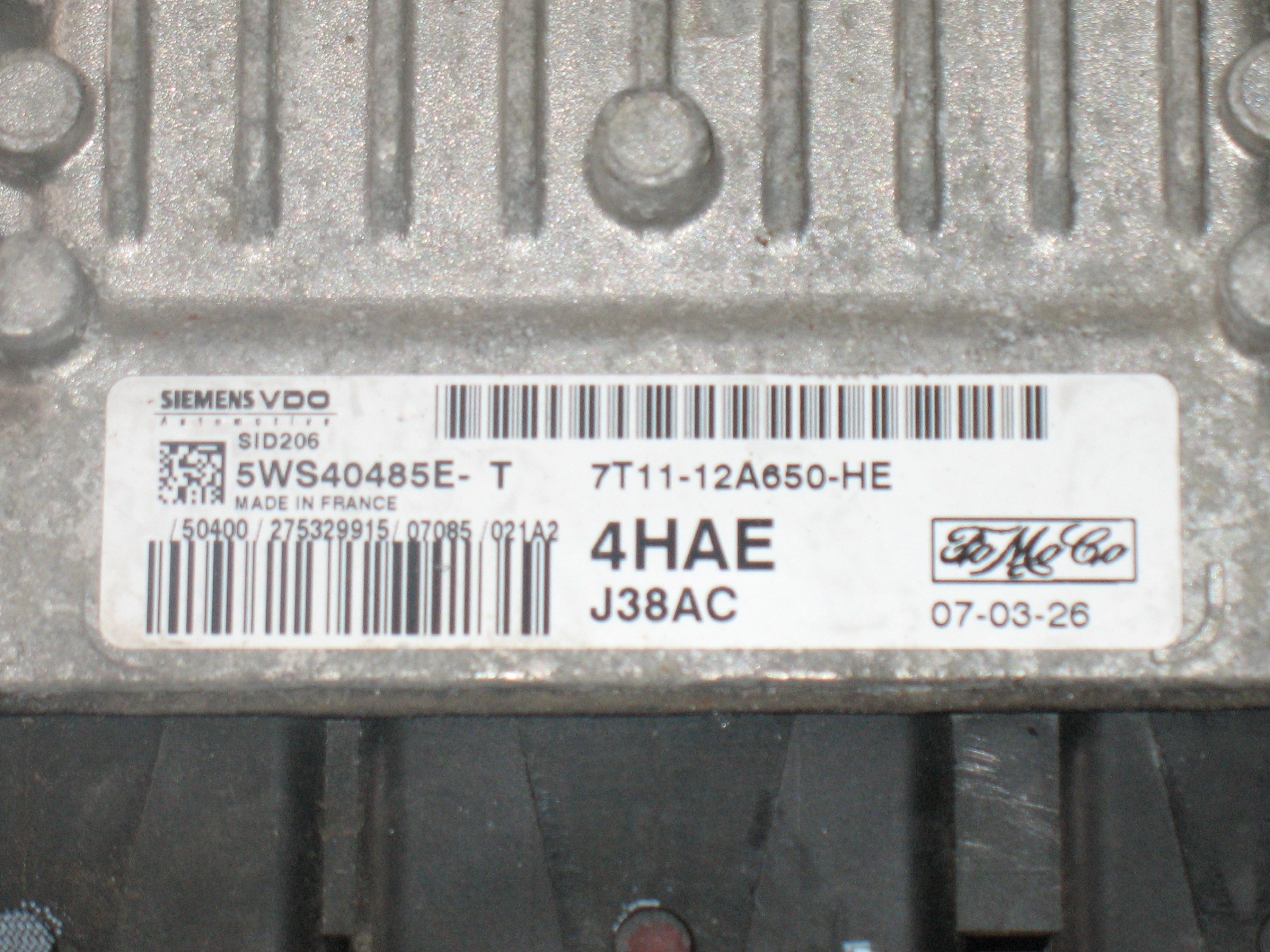 ECU CENTRALINA FORD 5WS40485E-T 7T11-12A650-HE 4HAE SID206 SIEMENS