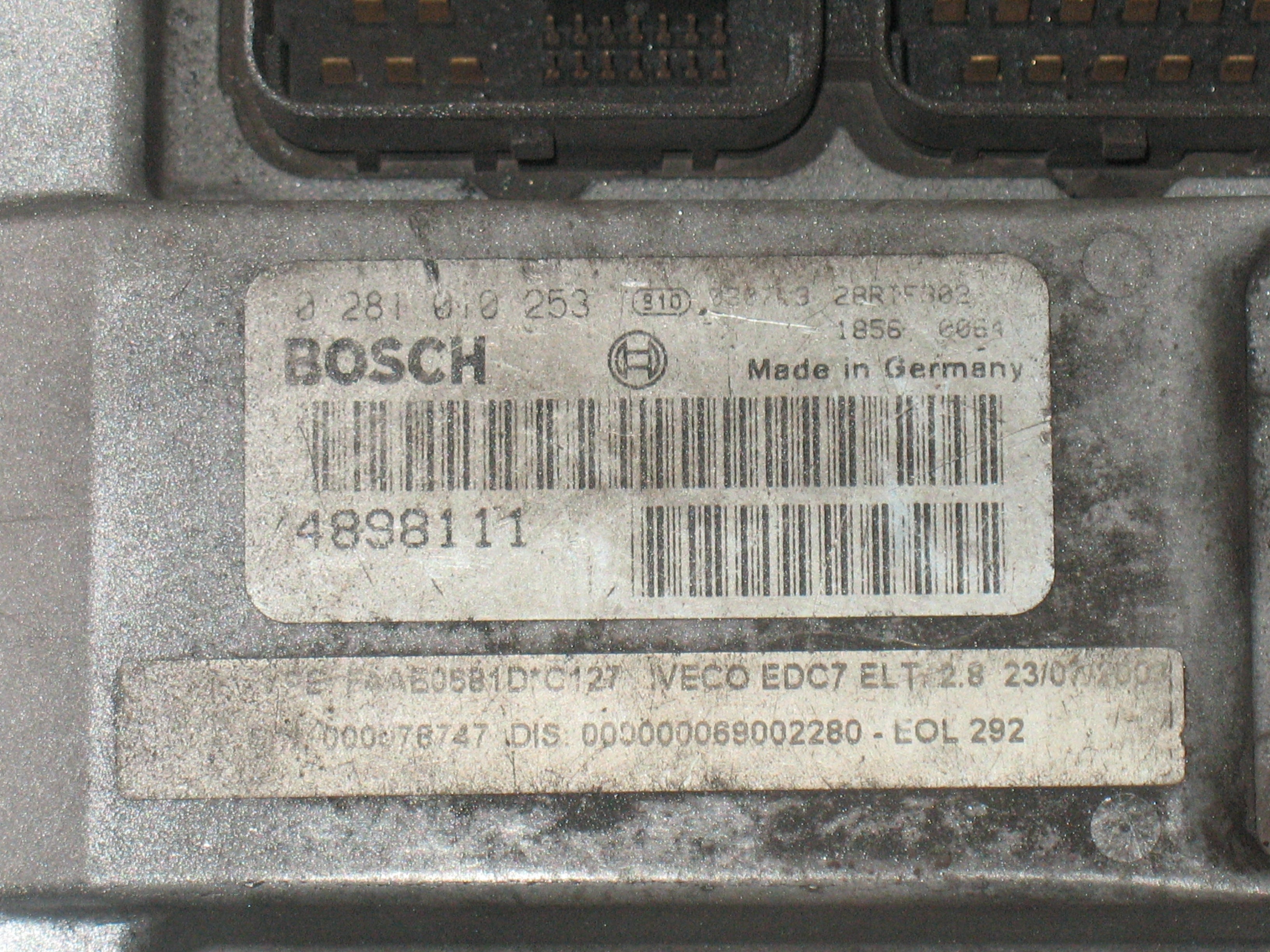 Centralina motore BOSCH ECU tipo 0281010253 4898111 per IVECO EUROCARGO Tector EDC7C142