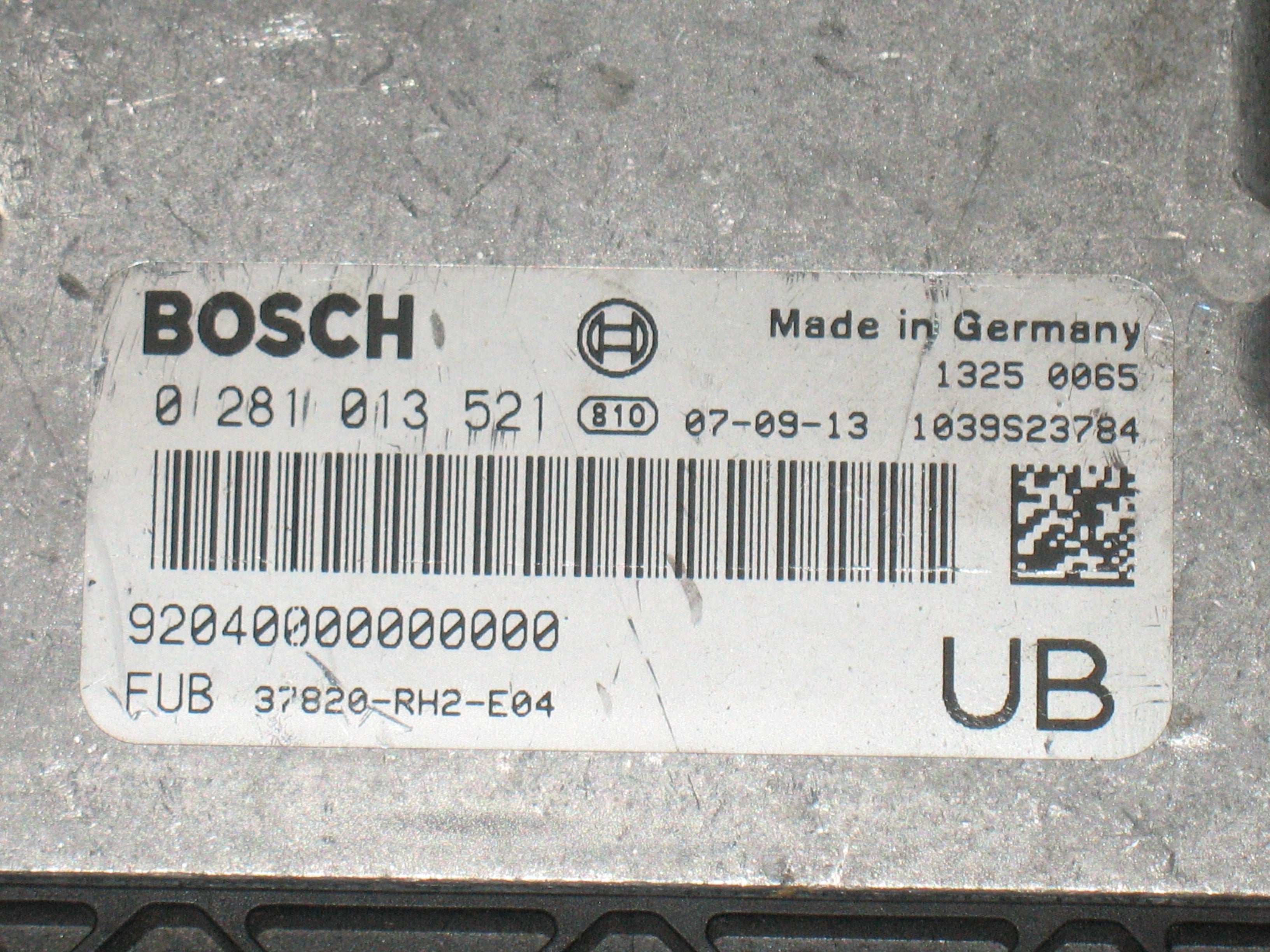 ECU centralina NR206 HONDA 37820-RH2-E04 0281013521 EDC16C7-10.22