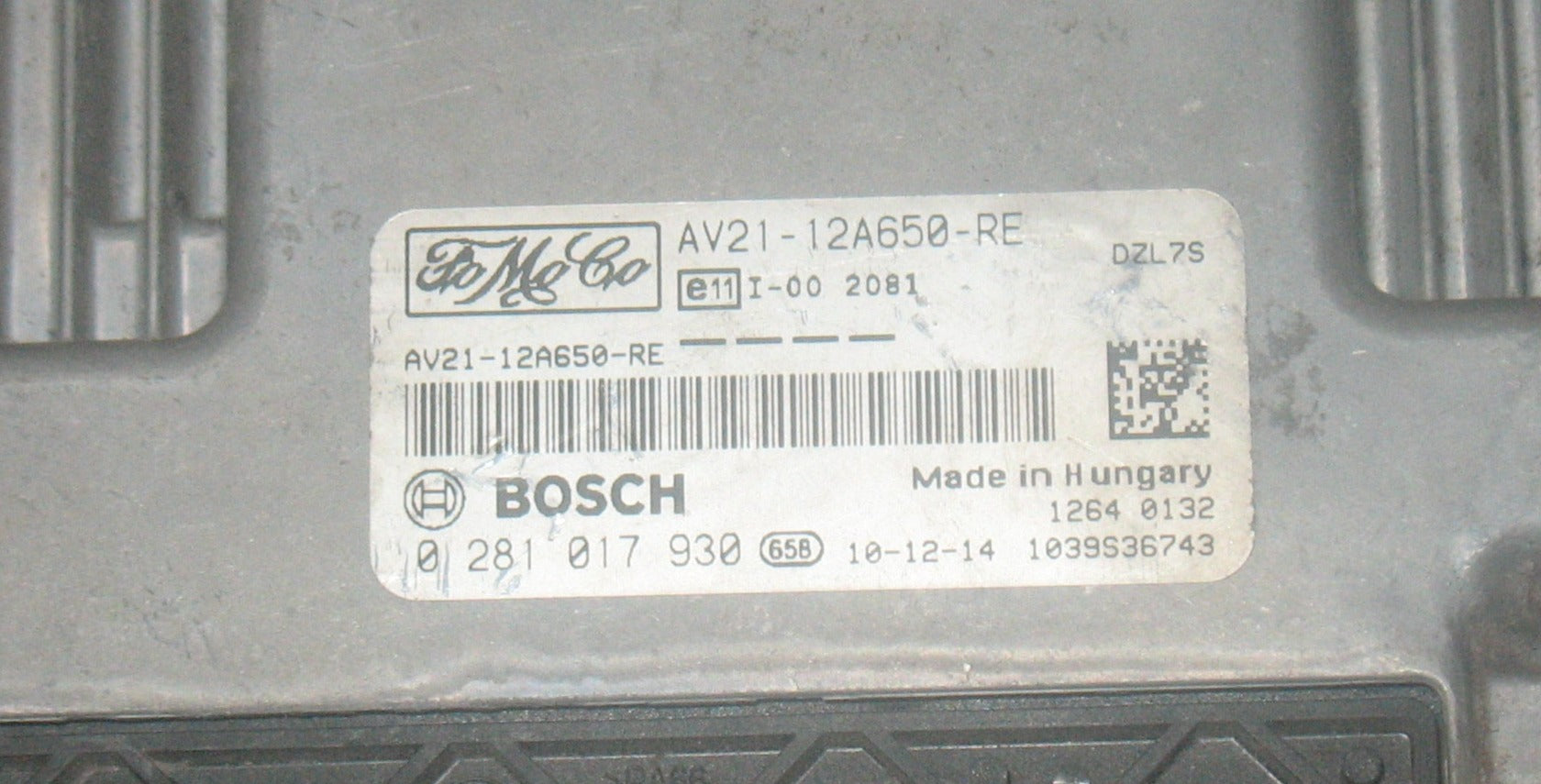 ECU FORD FIESTA 1.6 TDCI ECU AV21-12A650-RE 0281017930 EDC 17C10-5.20