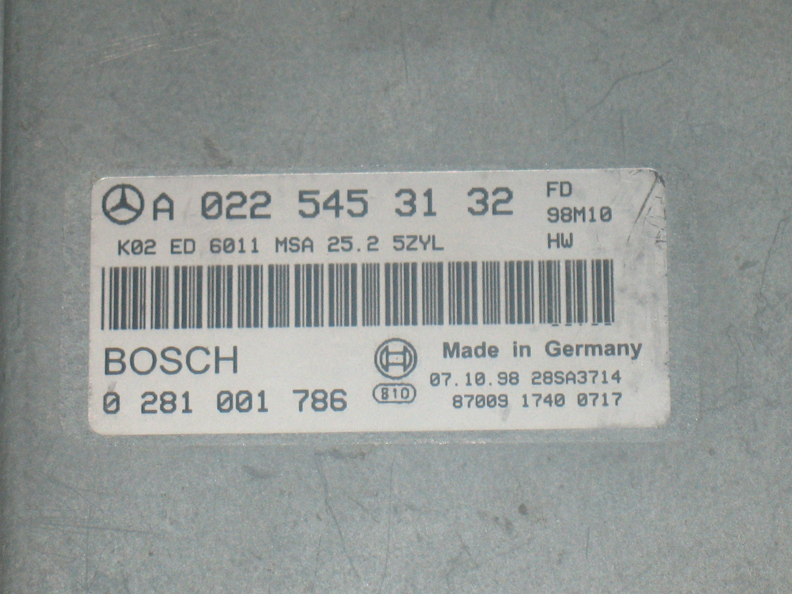 ECU CENTRALINA MOTORE MERCEDES A0225453132 Bosch 0281001786
