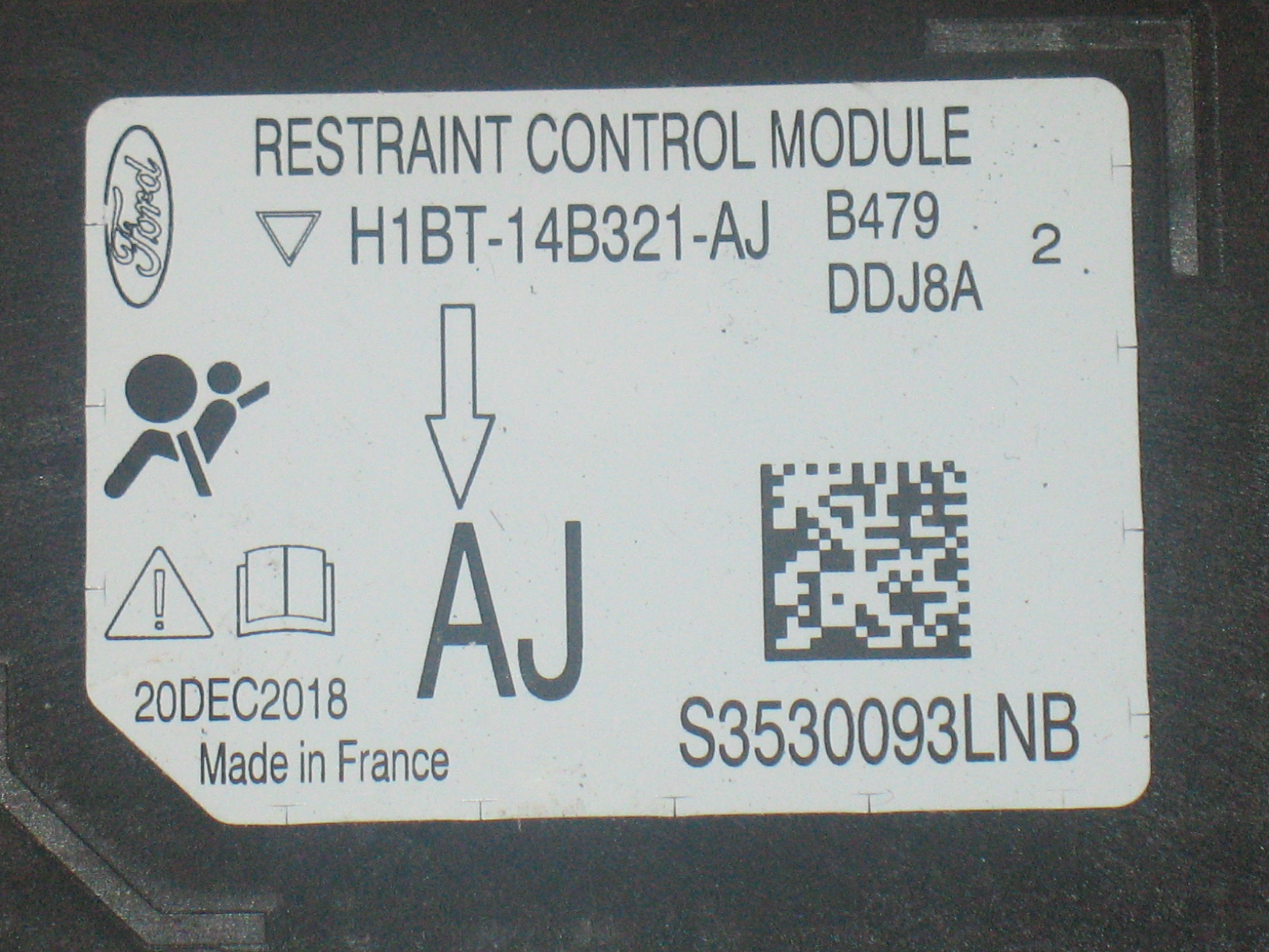 Centralina Airbag Ford Fiesta 7 Berlina 1.0 EcoBoost 12V 100 H1BT14B321AJ FORD H1BT-14B321-AJ
