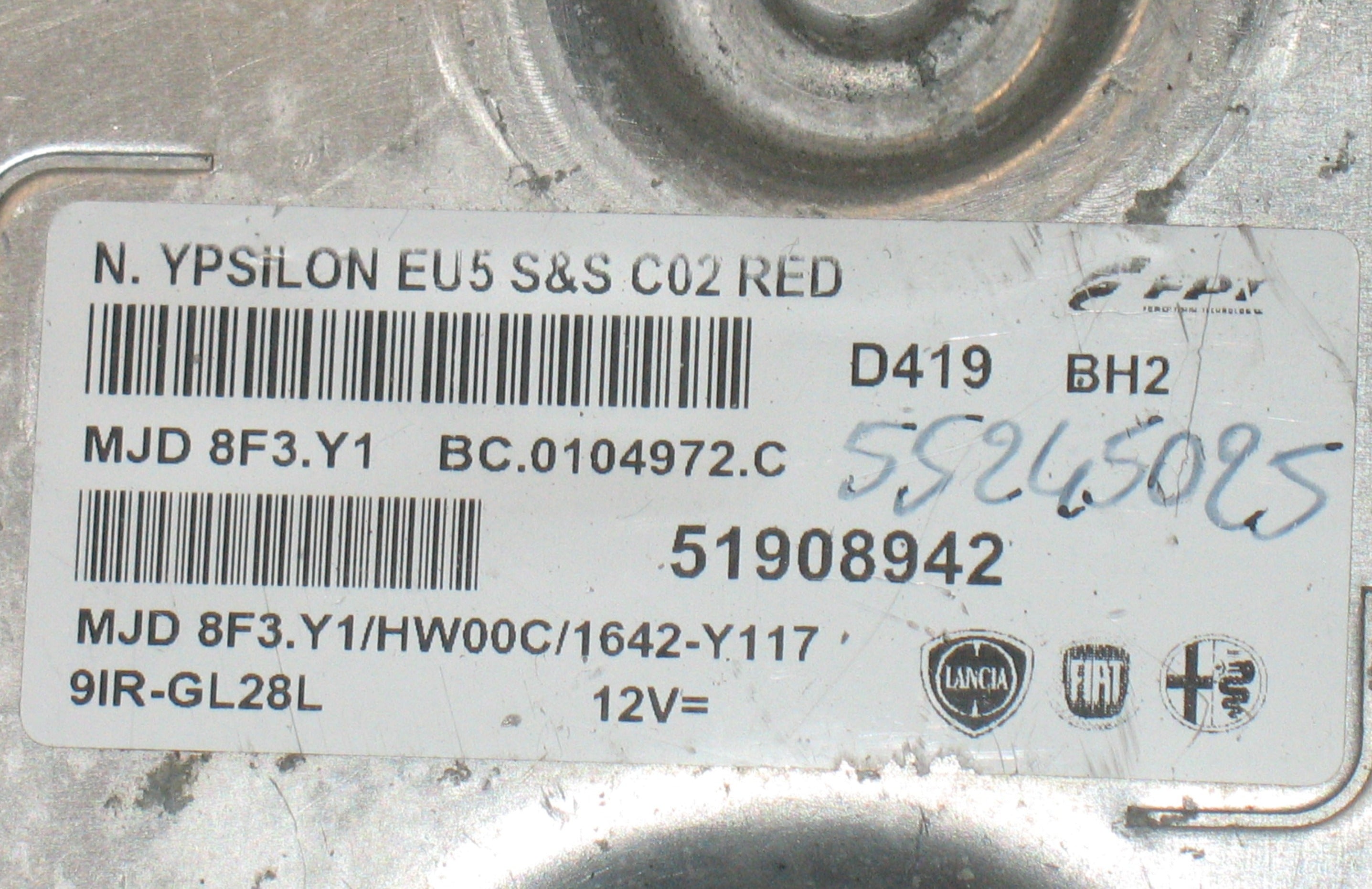 ECU MOTORE LANCIA NEW YPSILON 2014 1.3 MULTIJET 95HP MARELLI 8F3 MJ8F3HW00C HW 00 SW 194AY110 SW 0010 55245025