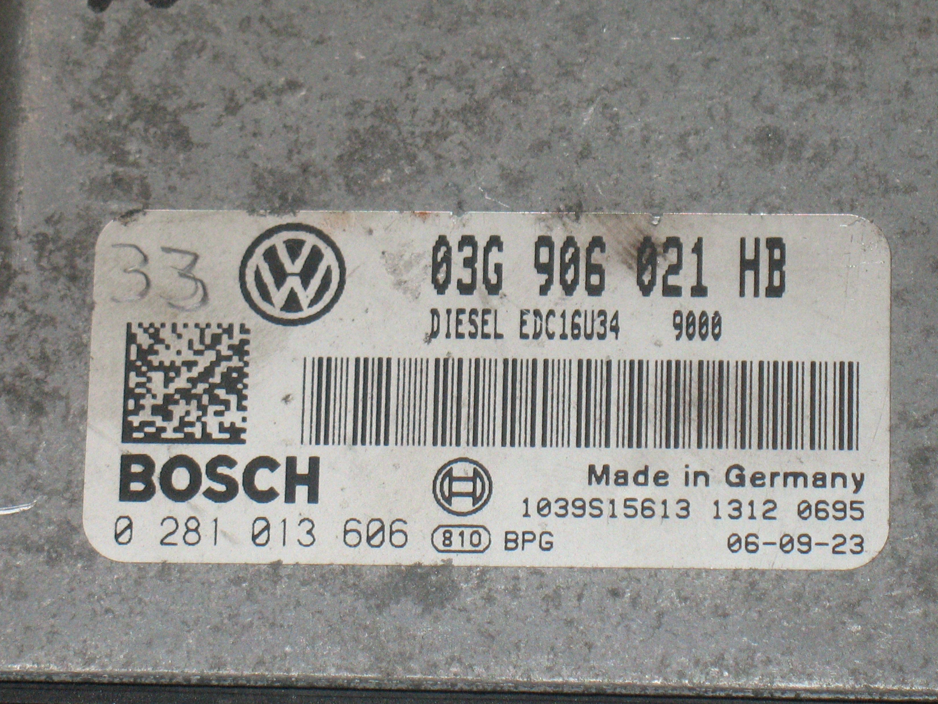 ECU VW VOLKSWAGEN GOLF 1.9 TDI 03G906021 HB EDC16U34 0281013606