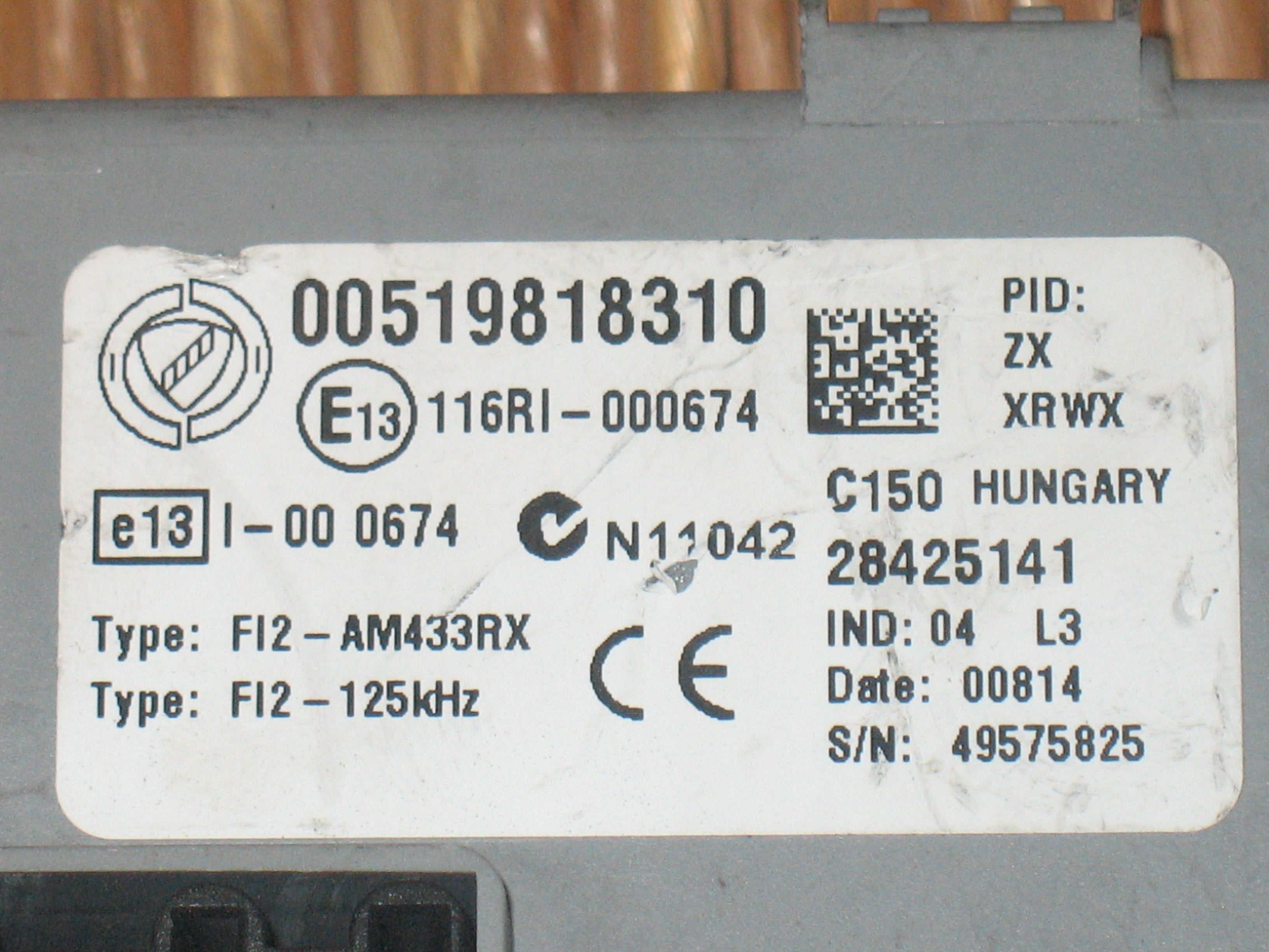 BODY FIAT 500 BCM 00519818310 DELPHI 28425141 519818310