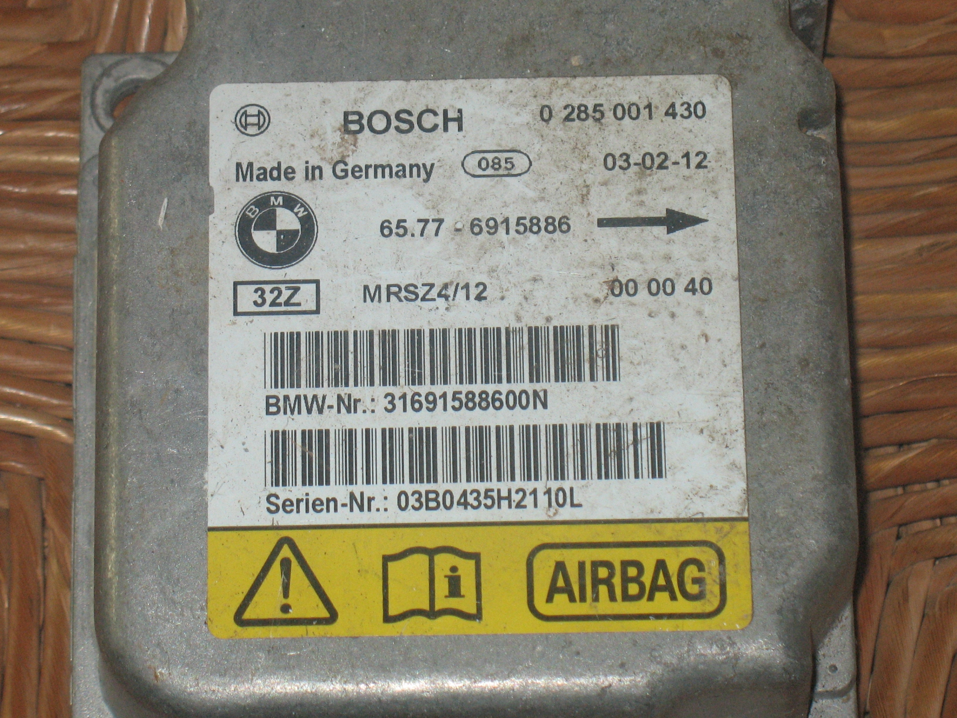 CENTRALINA AIRBAG MINI COOPER BOSCH 0285001430 65.77-6915886