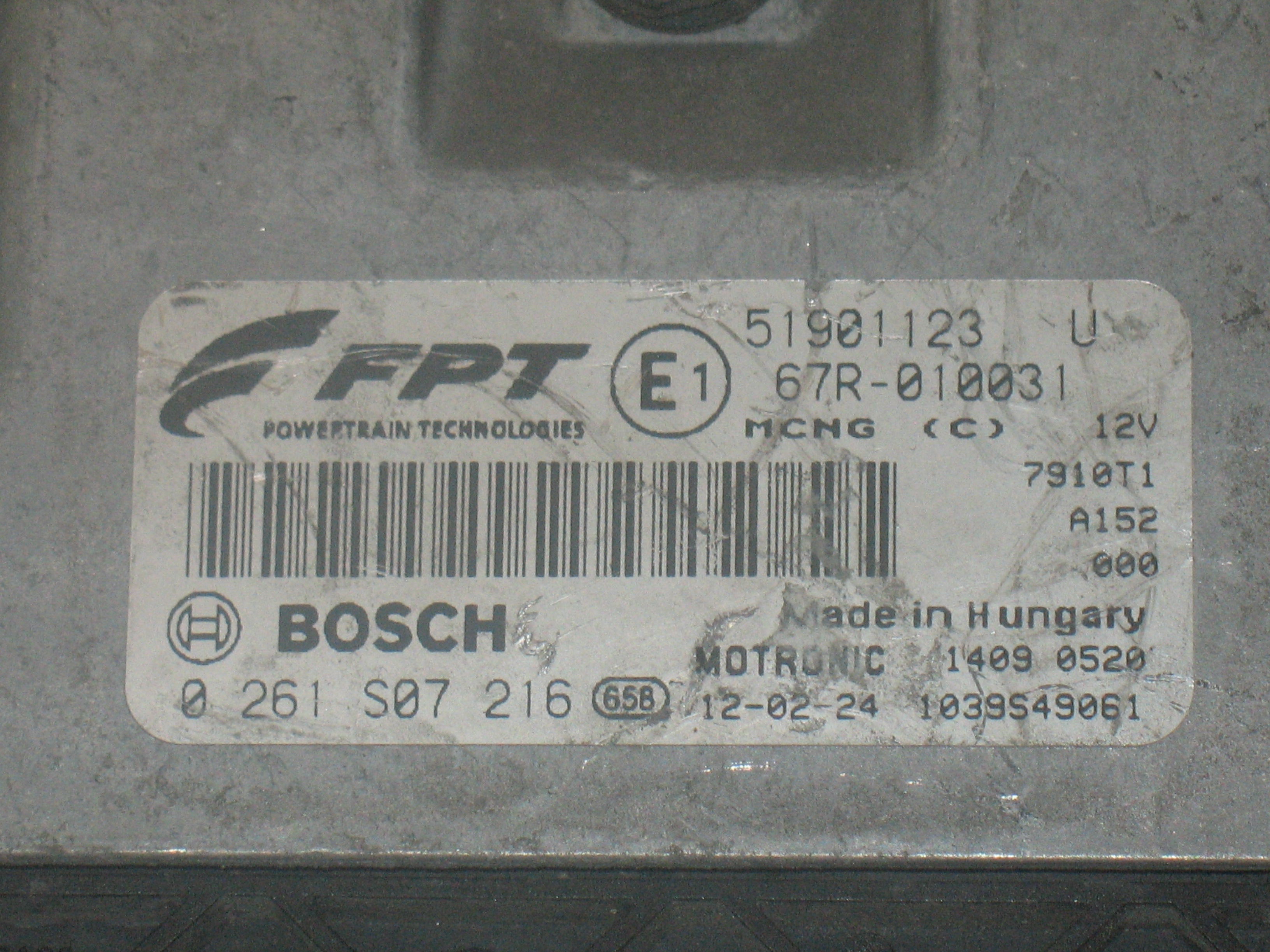 ECU CENTRALINA FIAT 1,4 16V BIPOWER 51901123 0261S07216 Lancia Delta 1,4 16 V BIPOWER
