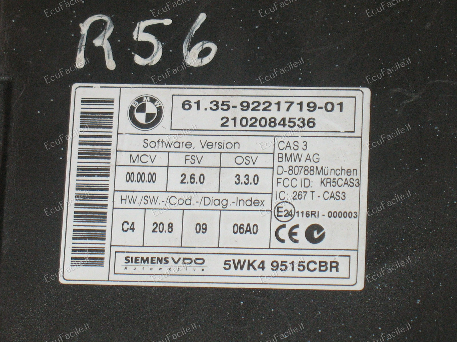 BODY COMPUTER BMW MINI CAS3 CAS 3 Module 9221719 61.35-9221719-01 5wk4