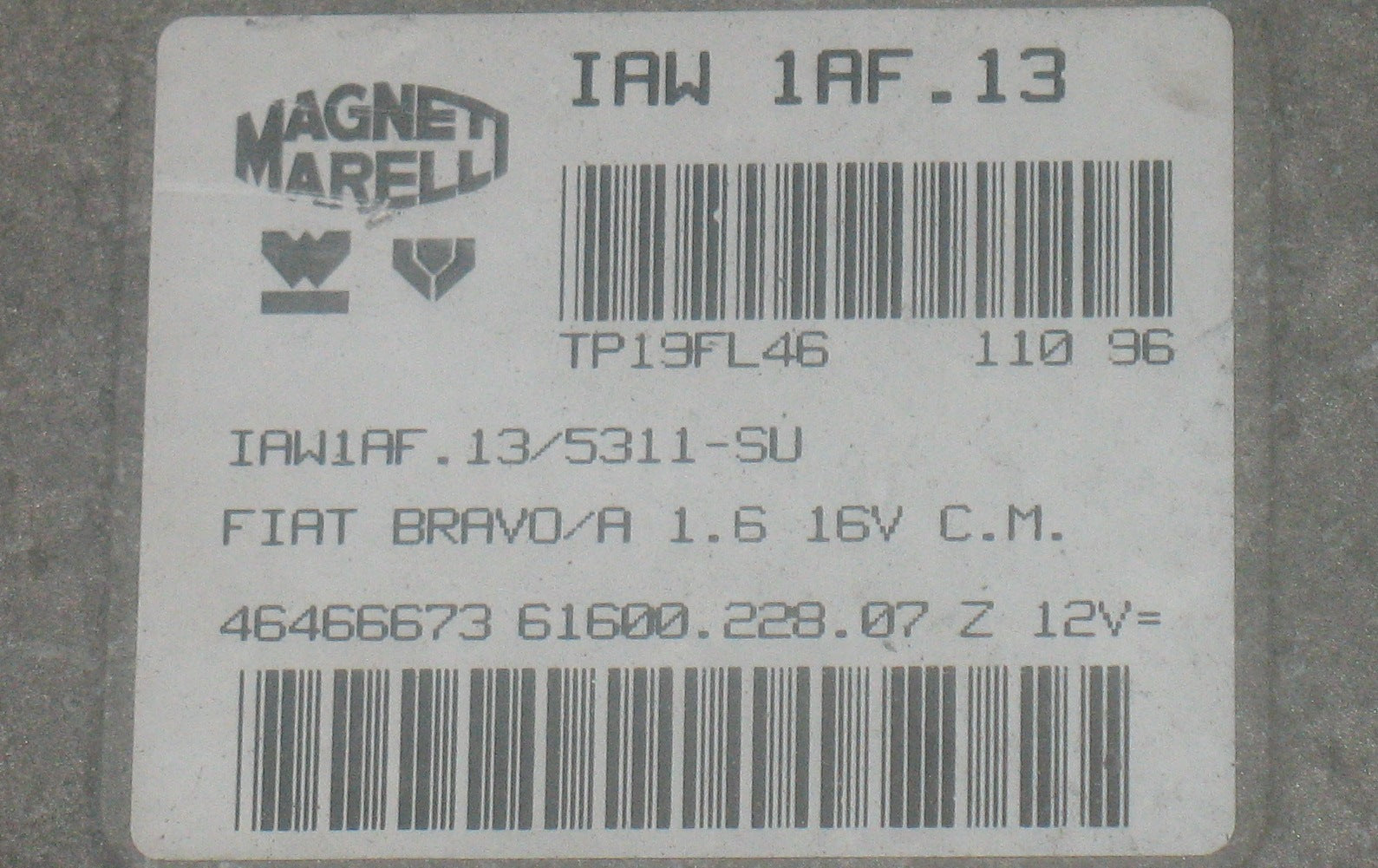 Centralina Motore ECU Magneti Marelli Fiat Bravo 1.6 16v C.M. 46466673 IAW1AF.13