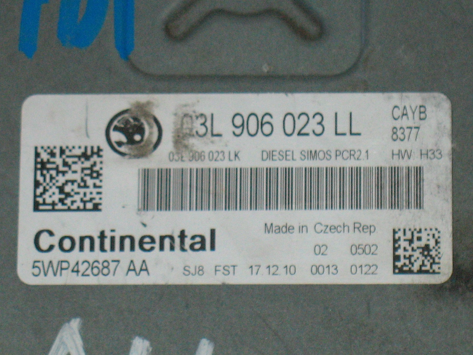 CENTRALINA MOTORE Skoda Fabia 1.6TDI 03L906023LL 5WP42687AA SIMOS PCR2.1 CAYB