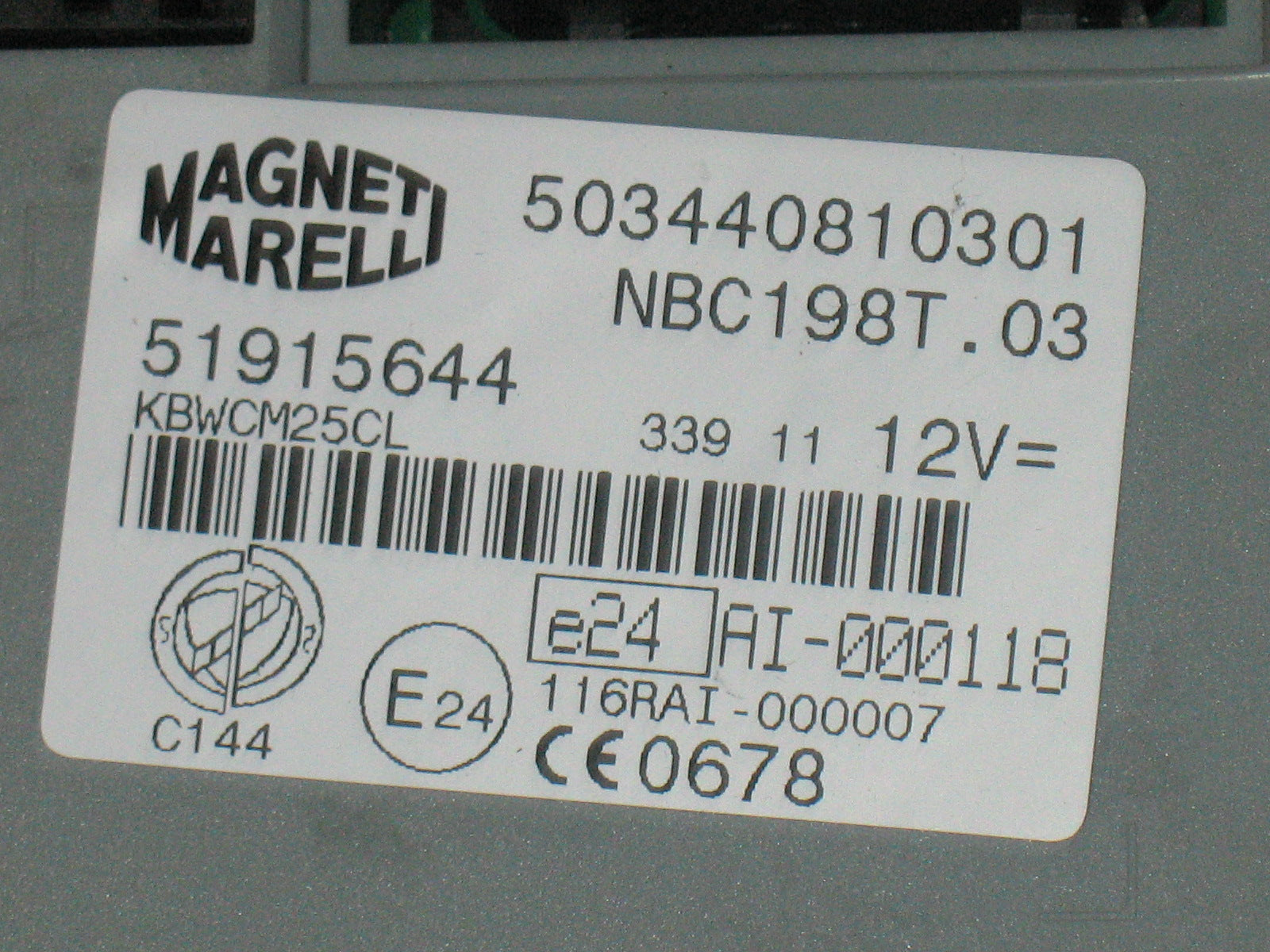 51915644 BODY CONTROL UNIT BCM NBC198T.03 FIAT BRAVO 198 MARELLI 503440810301