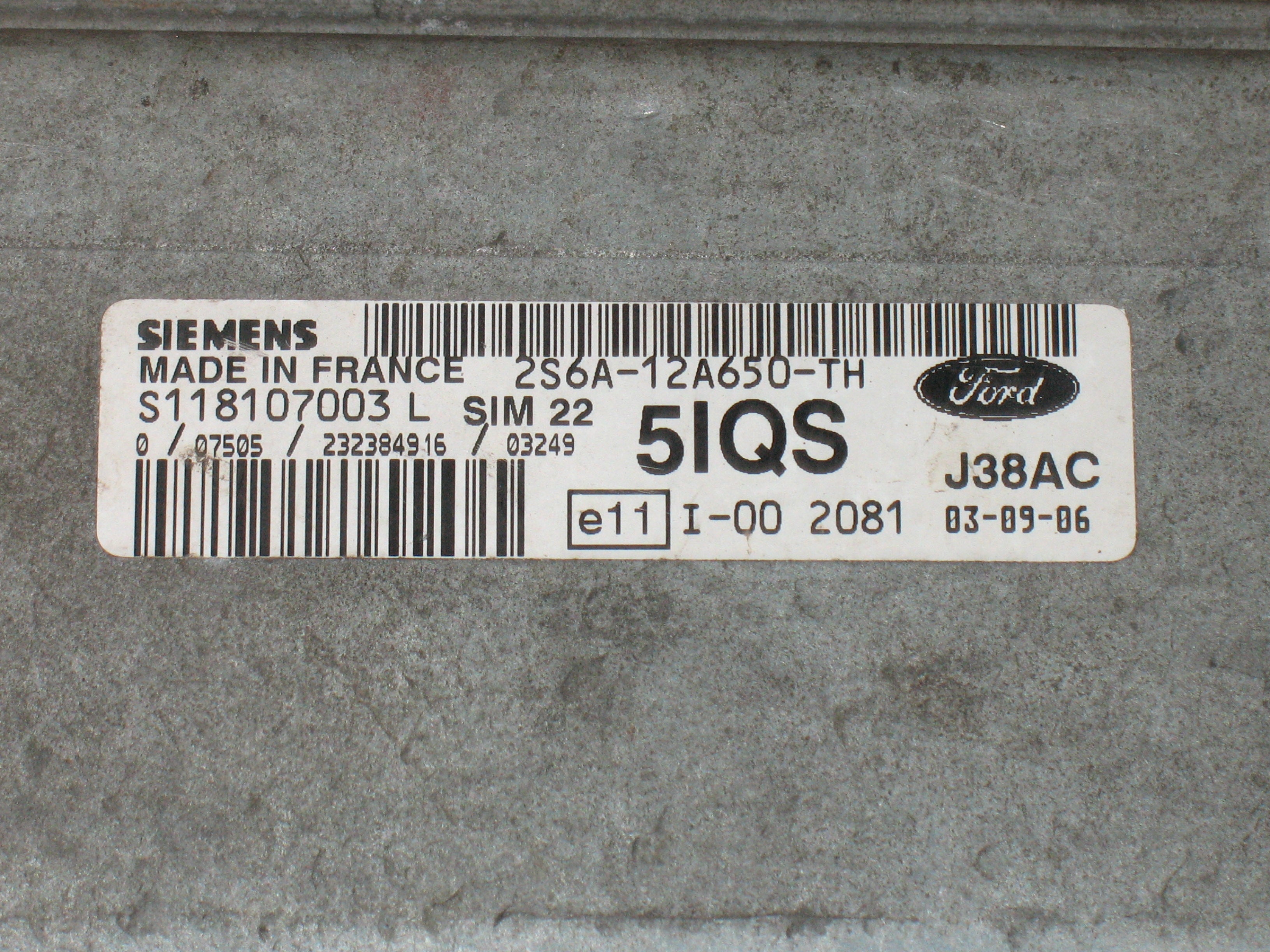 CENTRALINA MOTORE FORD FIESTA 1.4 SIEMENS S118107003 L S118107003L 2S6A-12A650-TH 2S6A12A650TH 5IQS SIM22