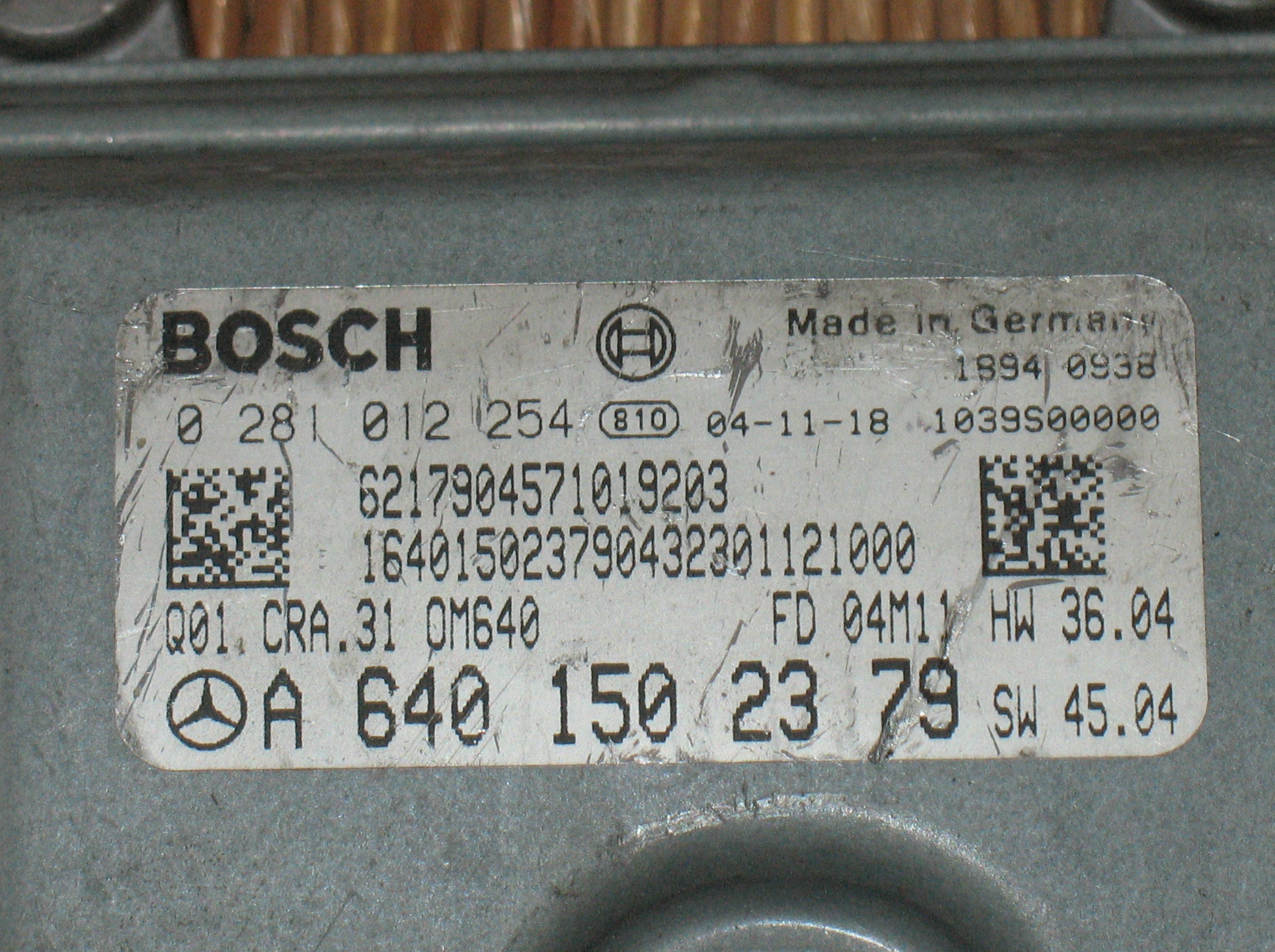 ECU BOSCH 0281012254 MERCEDES-BENZ Classe A W/C169 CDI 60kw A6401502379
