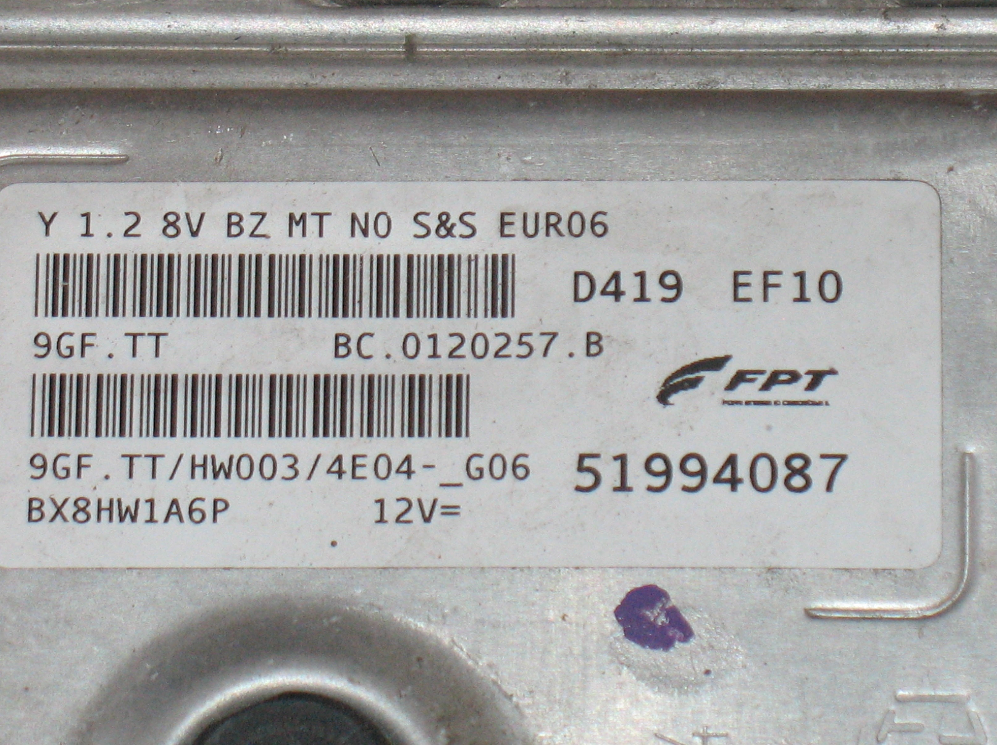 Centralina Motore Lancia Ypsilon 1.2 51 KW Benzina 2011-2015 169A4000 Magneti Marelli 51994087