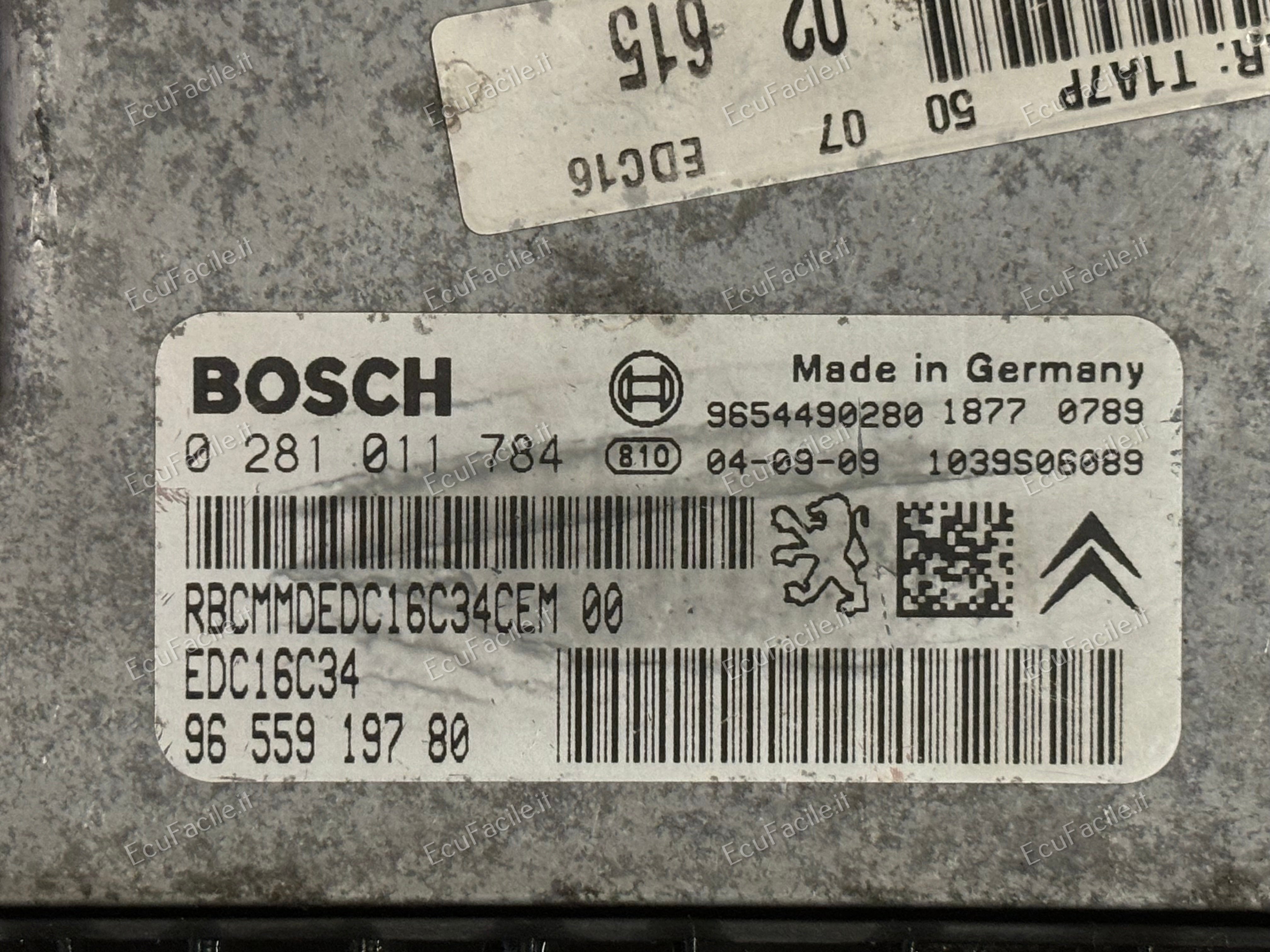 ECU PEUGEOT 206 1.4 0281011784 9655919780 EDC 16C34-2.50