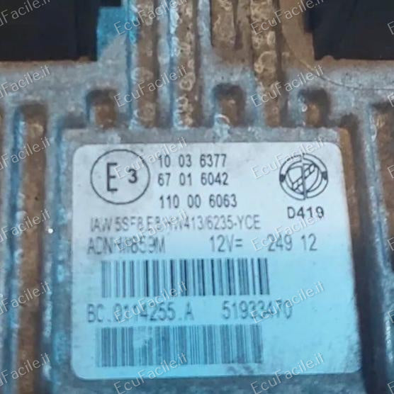 ECU GPL Lancia Ypsilon 1.2 IAW 5SF8.E8 HW413 51933470