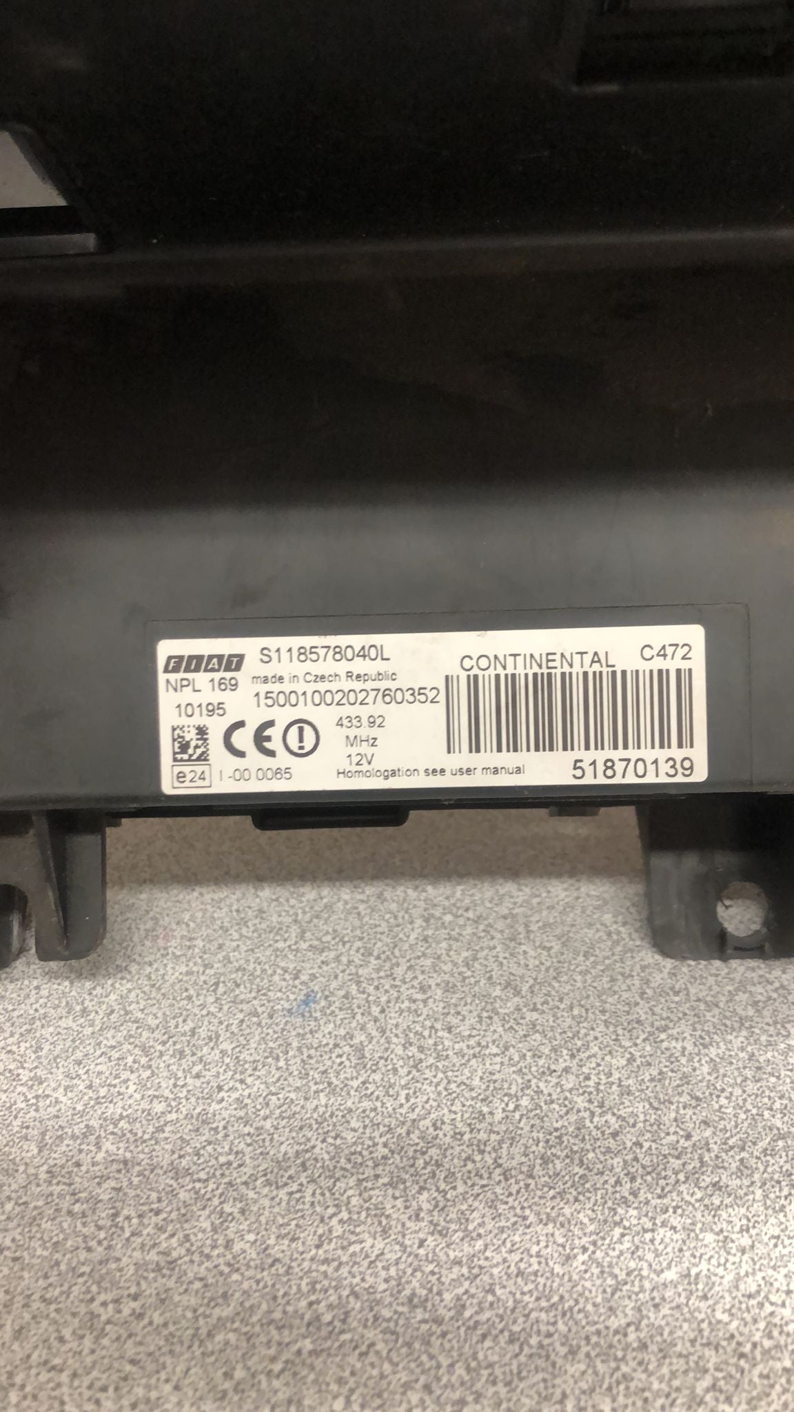 S118578040L CONTINENTAL BODY COMPUTER FIAT 51870139