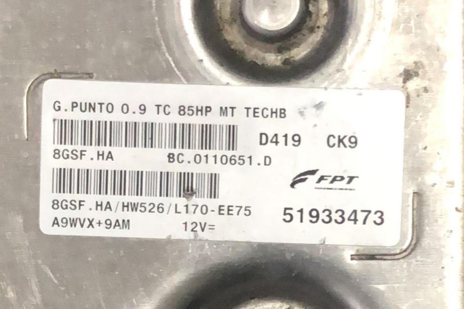 centralina motore ECU Fiat Punto Twinair 0.9 ECU 8GSF.HA 51933473 BC.0110651.D