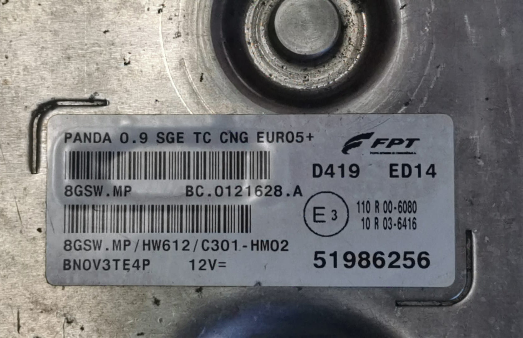 CENTRALINA MOTORE FIAT PANDA 0.9 51986256 BZ 8gsw.mp HW612 BC.0121628.A