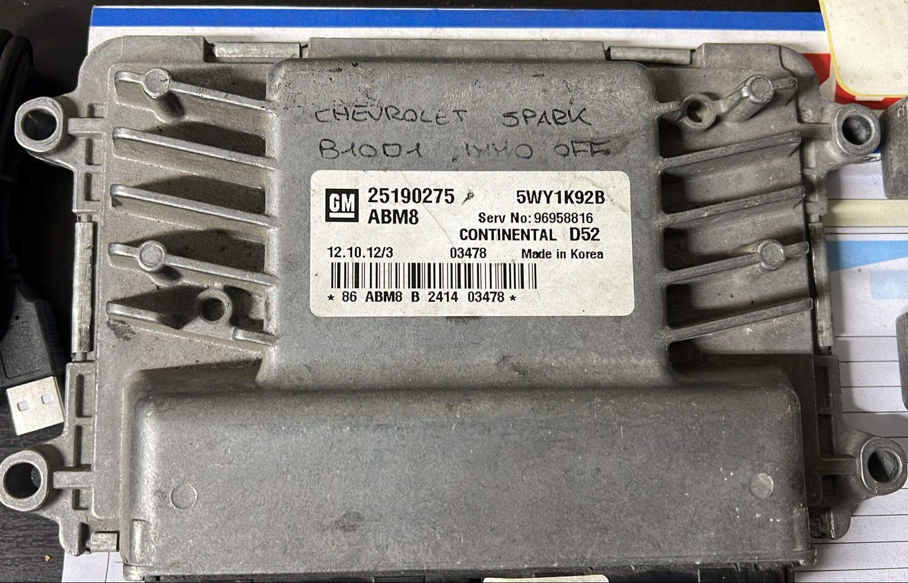ECU CONTINENTAL CHEVROLET (DAEWOO) SPARK M300 1.0 B10D1 5WY1K92B D52 25190275 ABM8