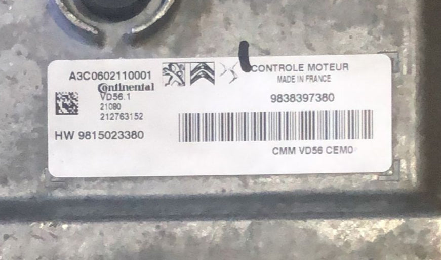 ECU centralina 9838397380 A3C0602110001 9815023380 VD56.1 PEUGEOT 208