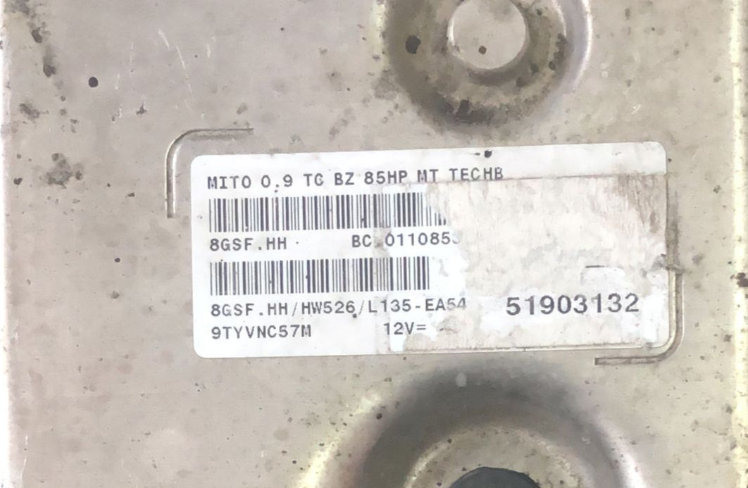 Centralina motore Alfa Romeo Mito 51903132 8gsf 955 85hp BC0110853A hw526