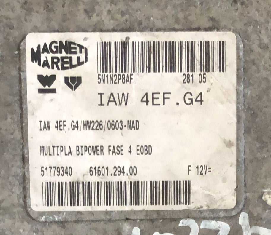 CENTRALINA MOTORE ECU FIAT MULTIPLA IAW 4EF.G4 HW226 51779340 61601.294.00