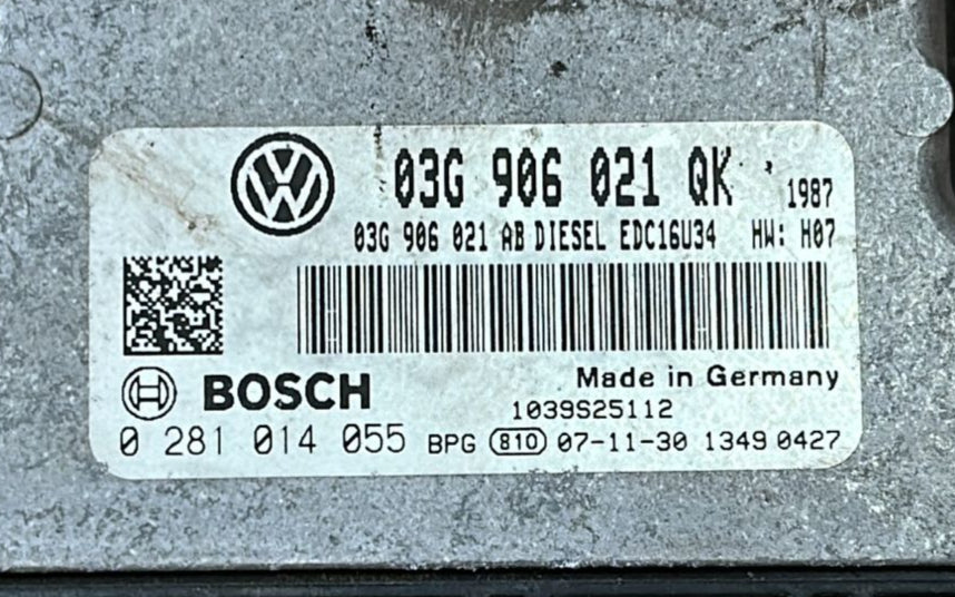 Centralina Motore ECU VOLKSWAGEN GOLF 2007 1896 Gasolio 0281014055 03G906021QK EDC16U34-3.42