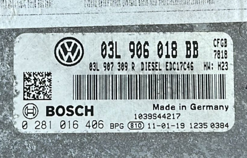 ECU CENTRALINA MOTORE VW Golf6 2.0TDI Volkswagen SCIROCCO 2.0 TDI CR 03L906018BB 0281016406 EDC 17C46