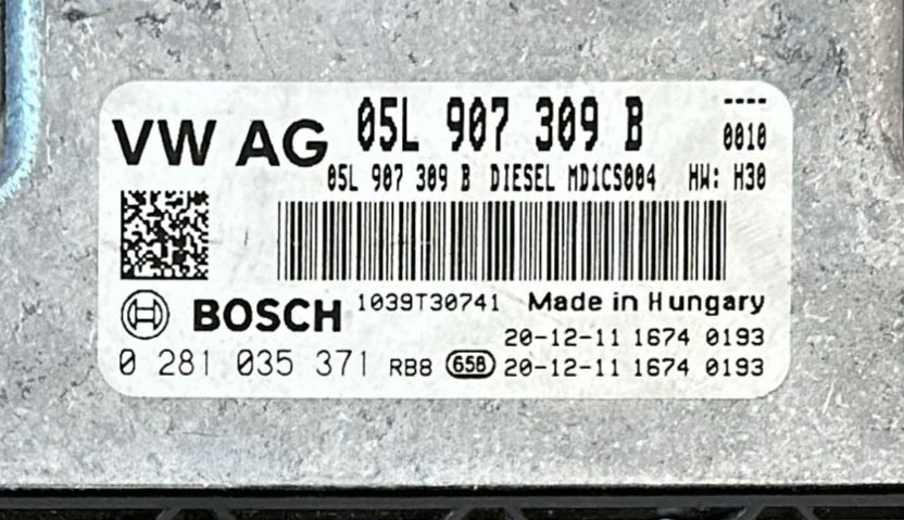 CENTRALINA BOSCH 0281035371 AUDI 05L907309B PER AUDI Q3 TDI 2.0 ANNO 2021 EDC 17C06