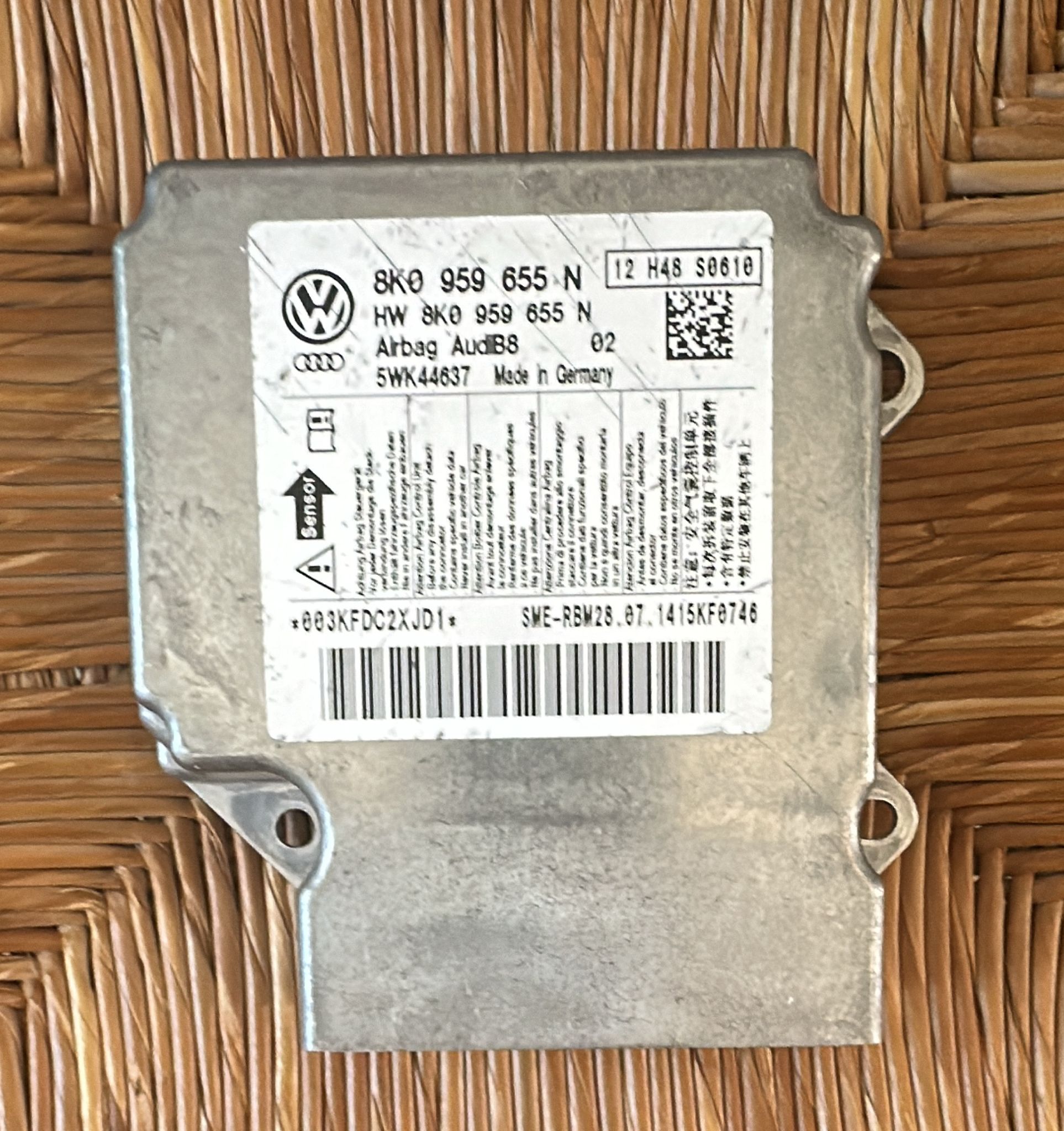 Centralina Airbag CONTINENTAL AUDI A4 8K 2.0 TDI 5WK44637 8K0959655N AUDIB8 HW 8K0