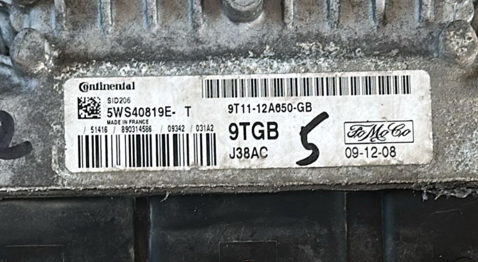 ECU Continental Ford Transit Connect 2010 9TGB SID206 J38AC 5WS40819E-T 9T11-12A650-GB