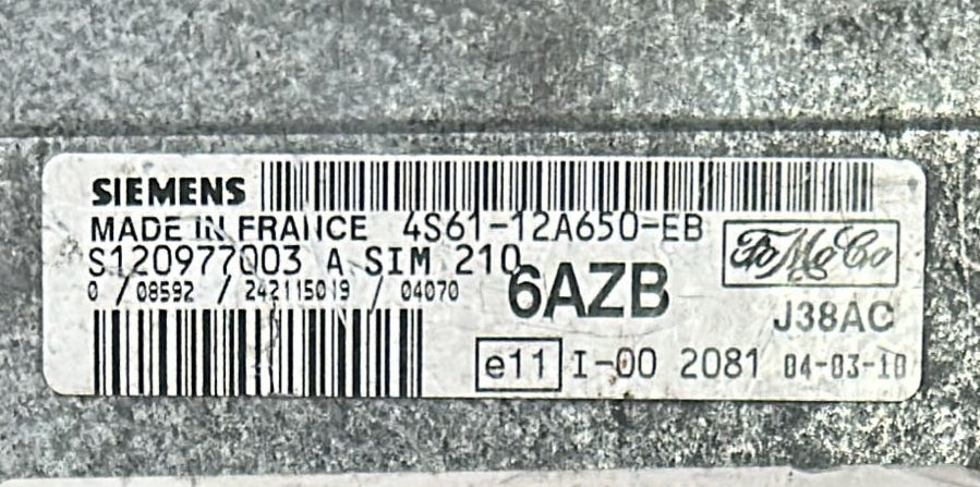 Ford Fiesta 1.4 ECU Siemens S120977003A 4S61-12A650-EB SIM210 6AZB J38AC
