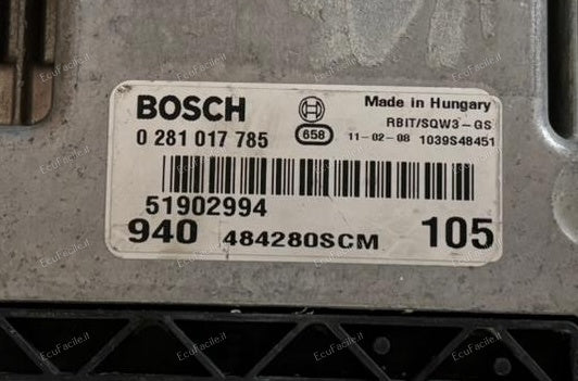 Ecu alfa romeo giulietta 1.6 jtdm 0281017785 51916024 51902994 EDC 16C39-7.33