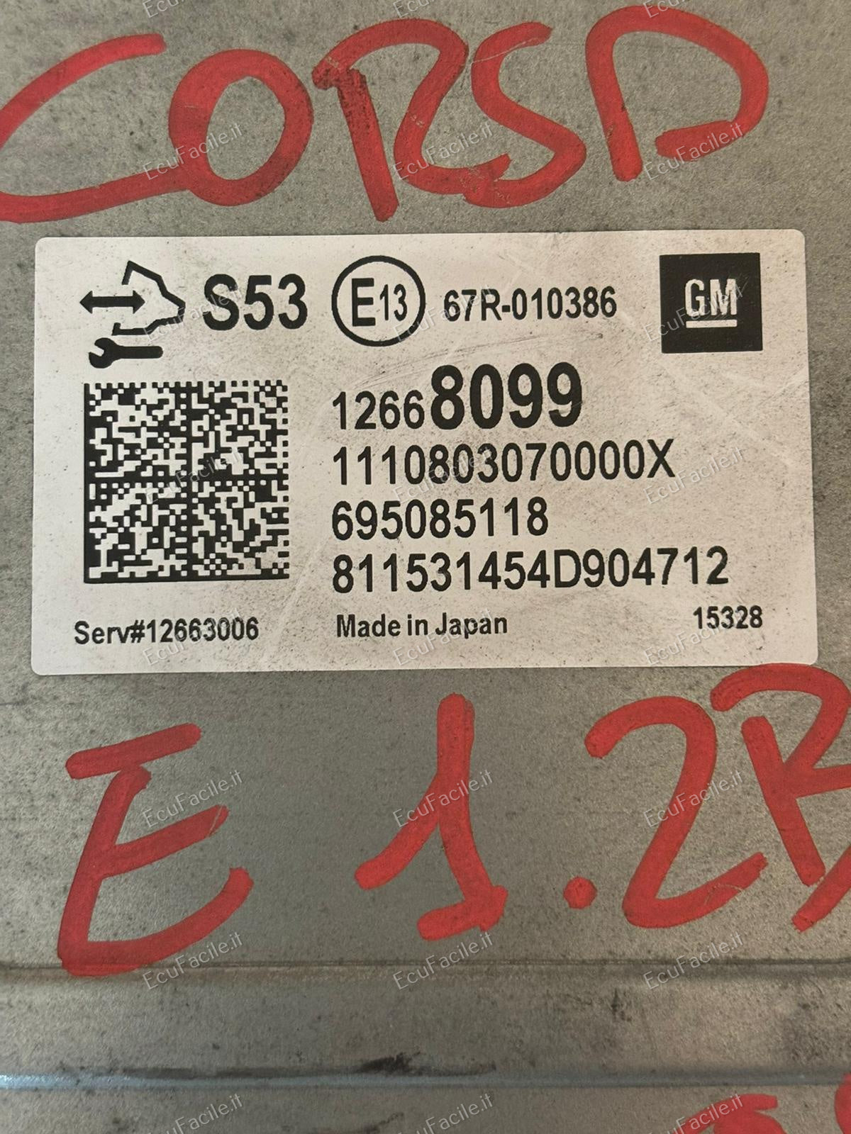 ECU CENTRALINA OPEL CORSA E 1.4 12668099 12663006 695085118