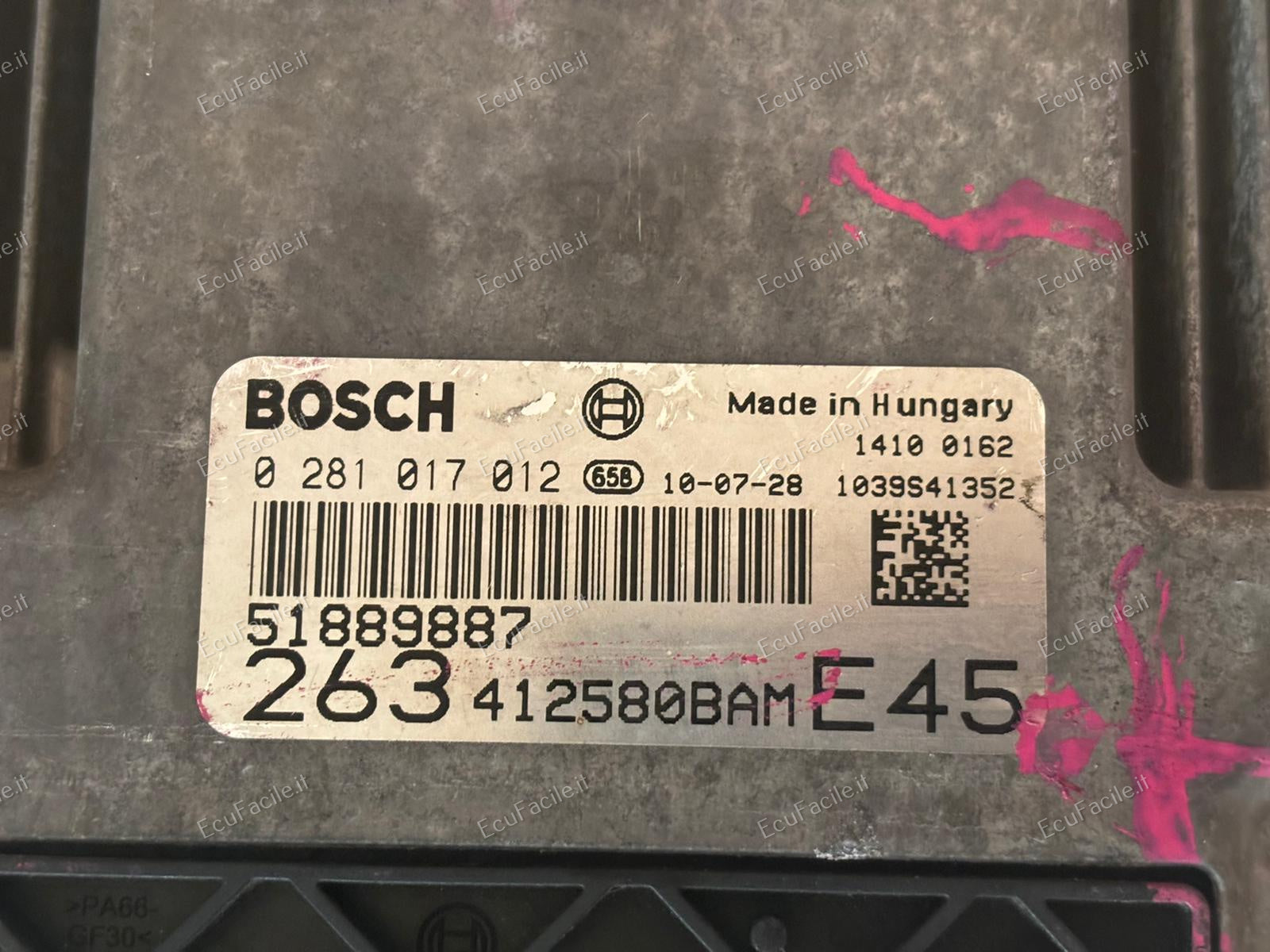 FIAT DOBLO MAXI 1.6 HDI ECU BOSCH 0281017012 51873210 EDC 16C39-6.C0