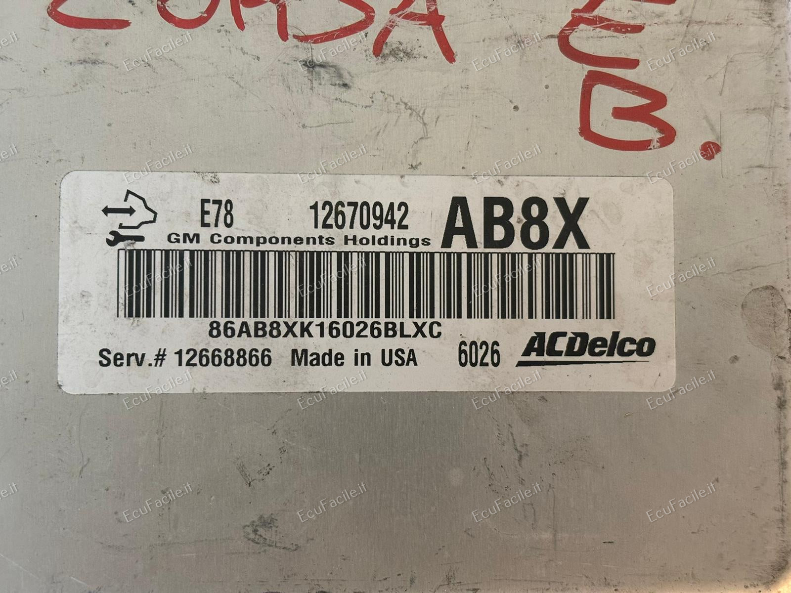 ECU CENTRALINA OPEL CORSA 1.4 12670942 AB8X 12668866 E78